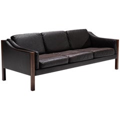 Erik Jørgensen Sofa in Dark Brown Leather and Rosewood