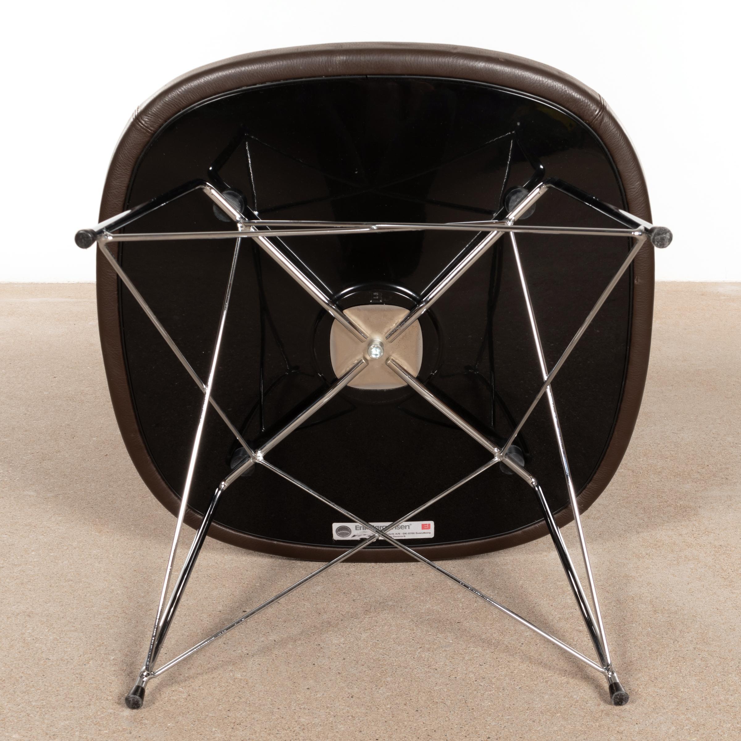 Erik Jørgensen Stools 'Model EJ 141' in Brown Leather and Chrome Frames, Denmark 7