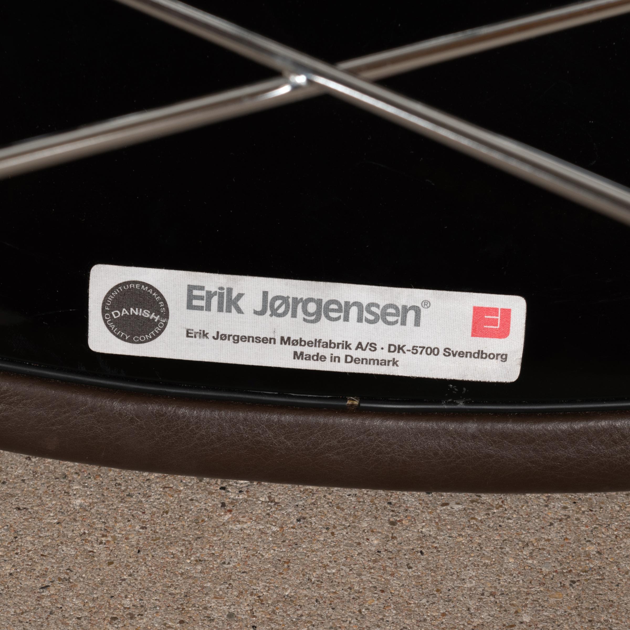 Erik Jørgensen Stools 'Model EJ 141' in Brown Leather and Chrome Frames, Denmark 8