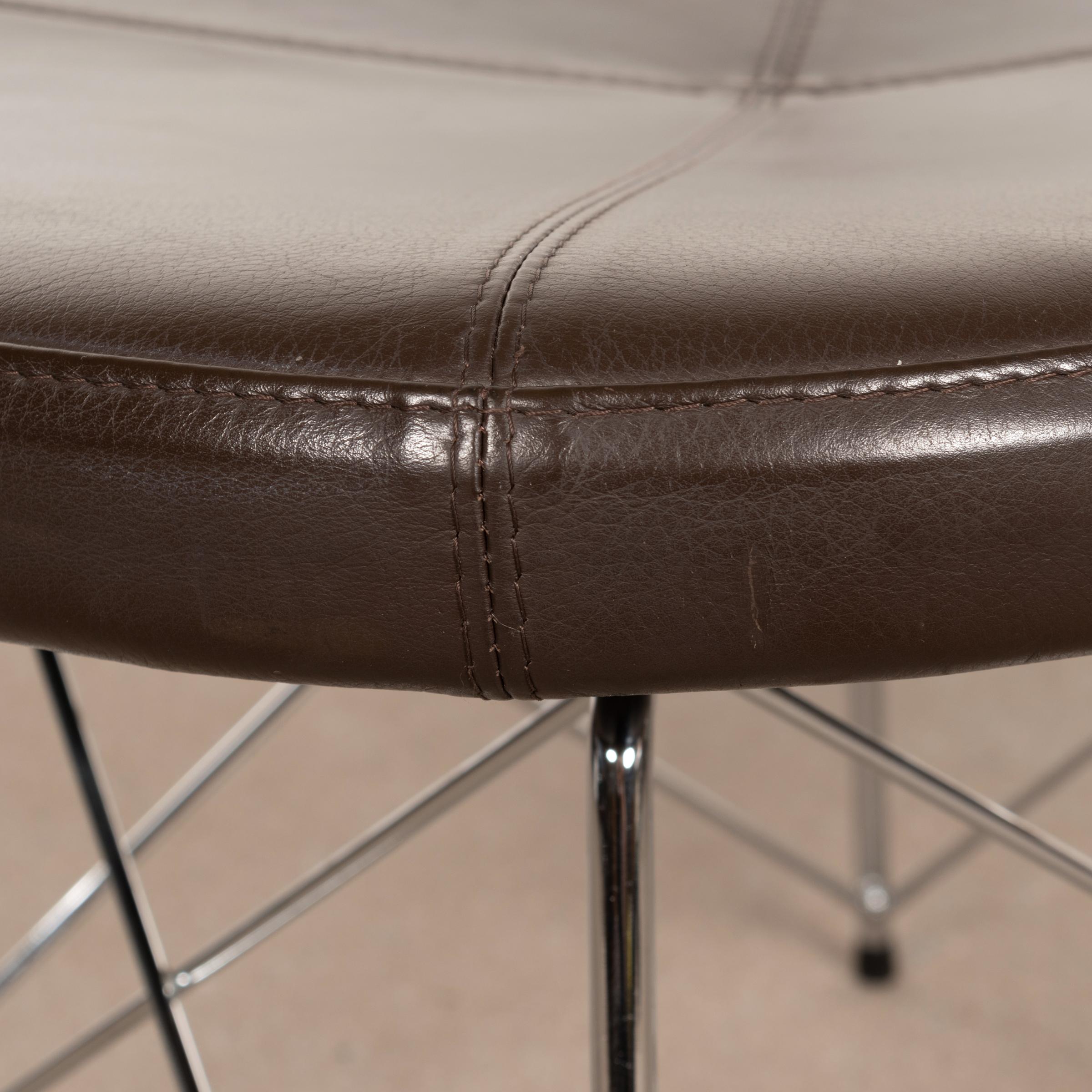 Erik Jørgensen Stools 'Model EJ 141' in Brown Leather and Chrome Frames, Denmark 1