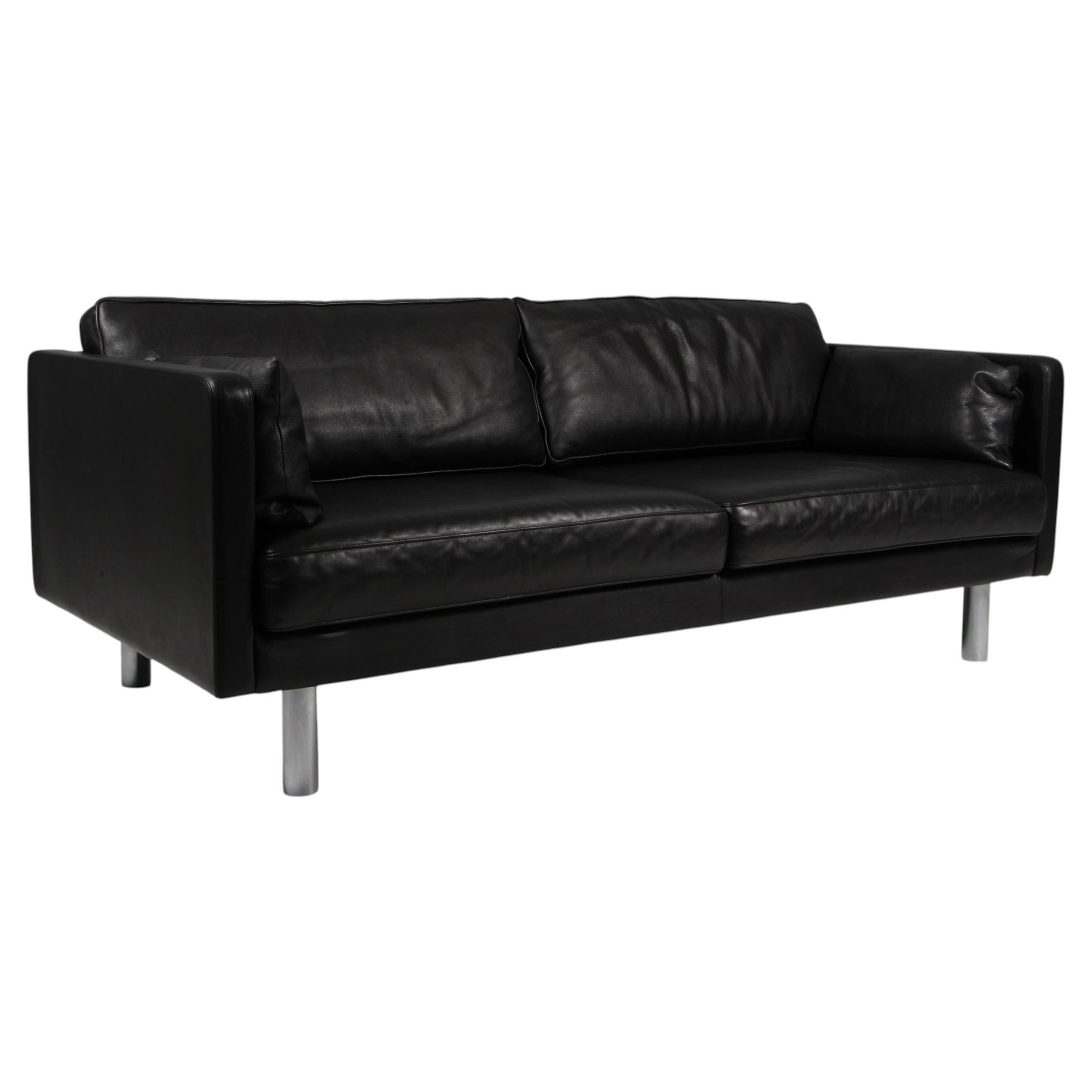 Erik Jørgensen Model 220 Three-Seat Sofa, Black Leather