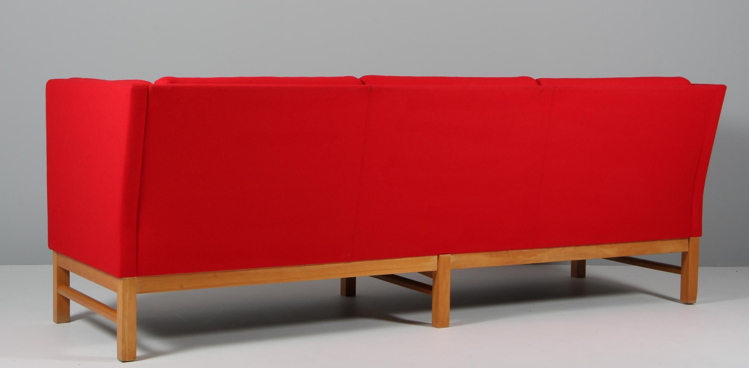 Erik Jørgensen Three-Seat Sofa, Red and Yellow Wool, Beech, 1960s 1