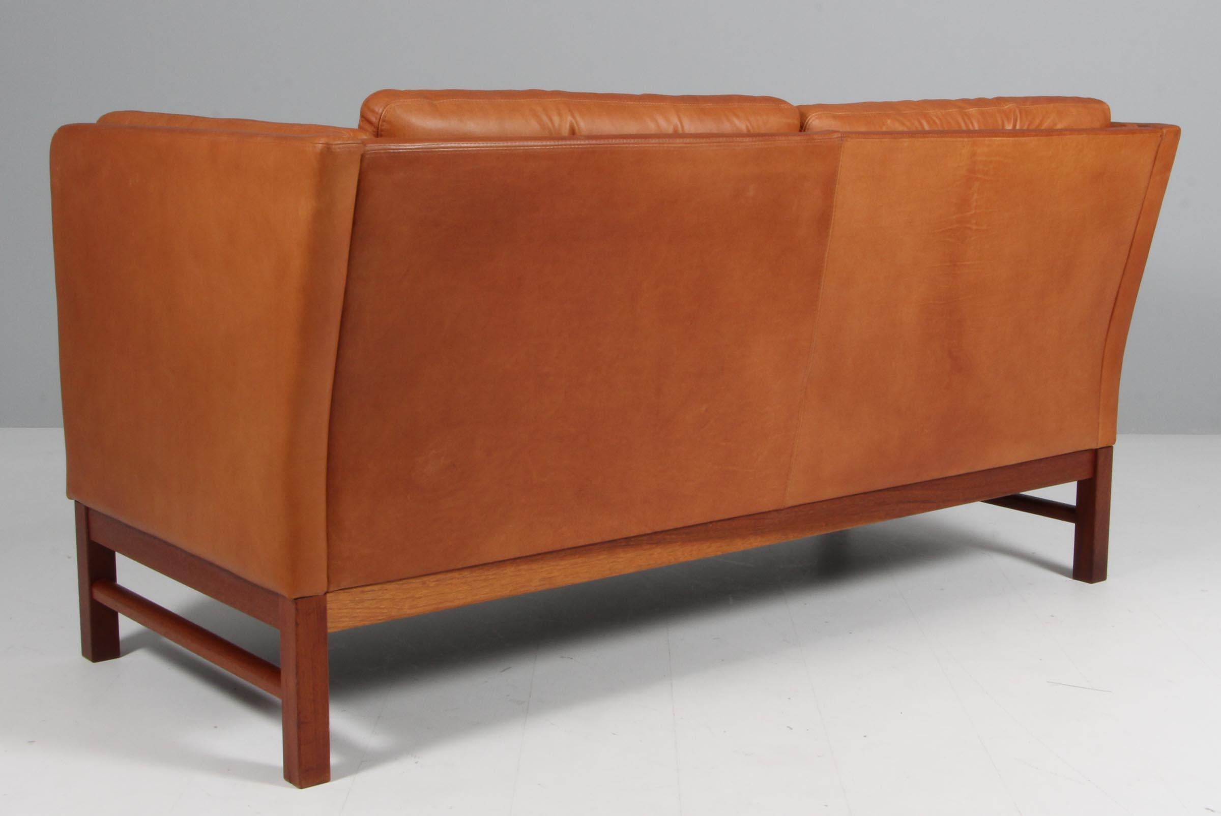 Mid-20th Century Erik Jørgensen Two-Seat Sofa, new upholstered in full grain leather