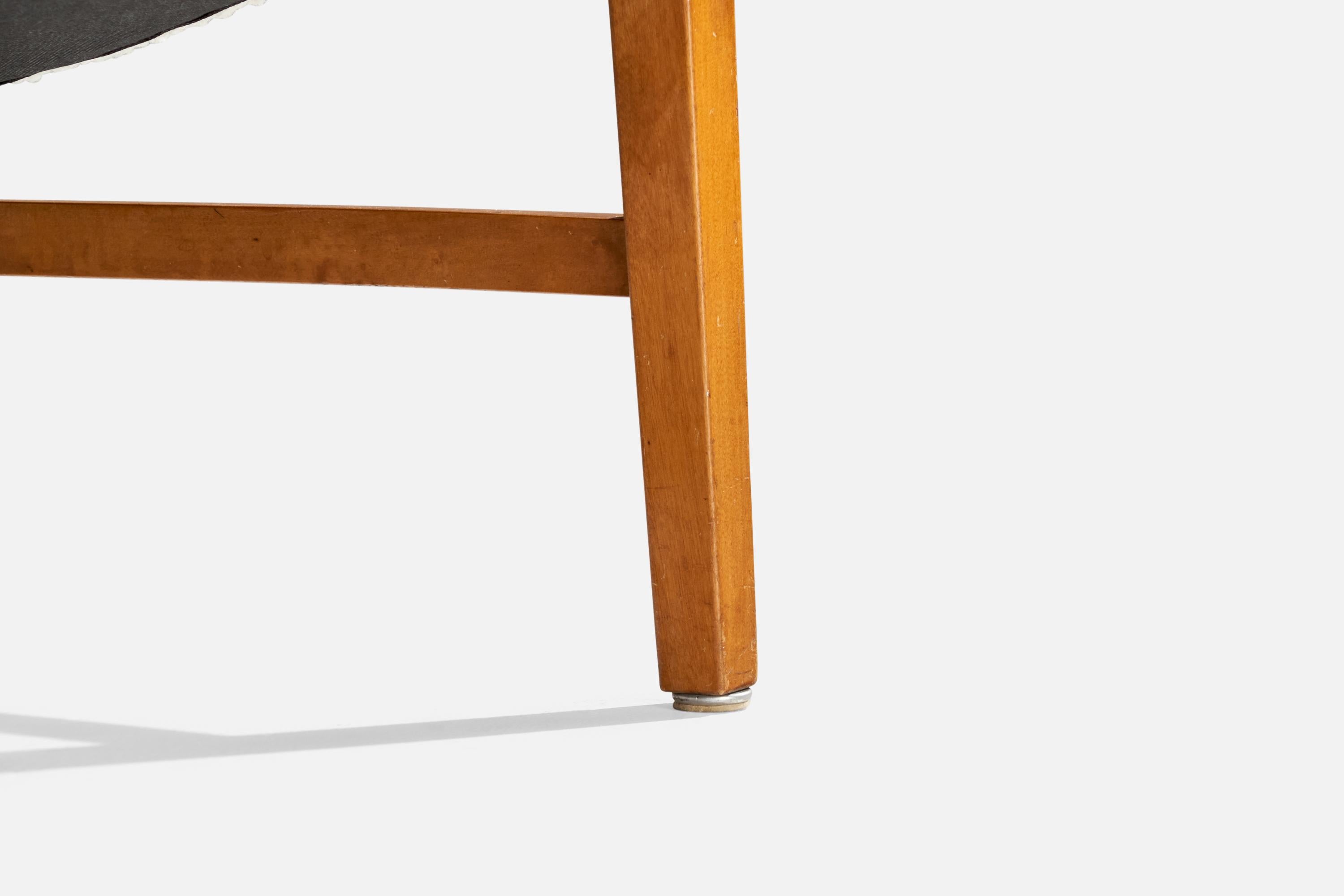 Erik Karlén Attribution, Slipper Chair, Birch, Fabric, Sweden, 1950s 5