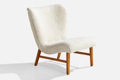 Erik Karlén Attribution, Slipper Chair, Birch, Fabric, Sweden, 1950s