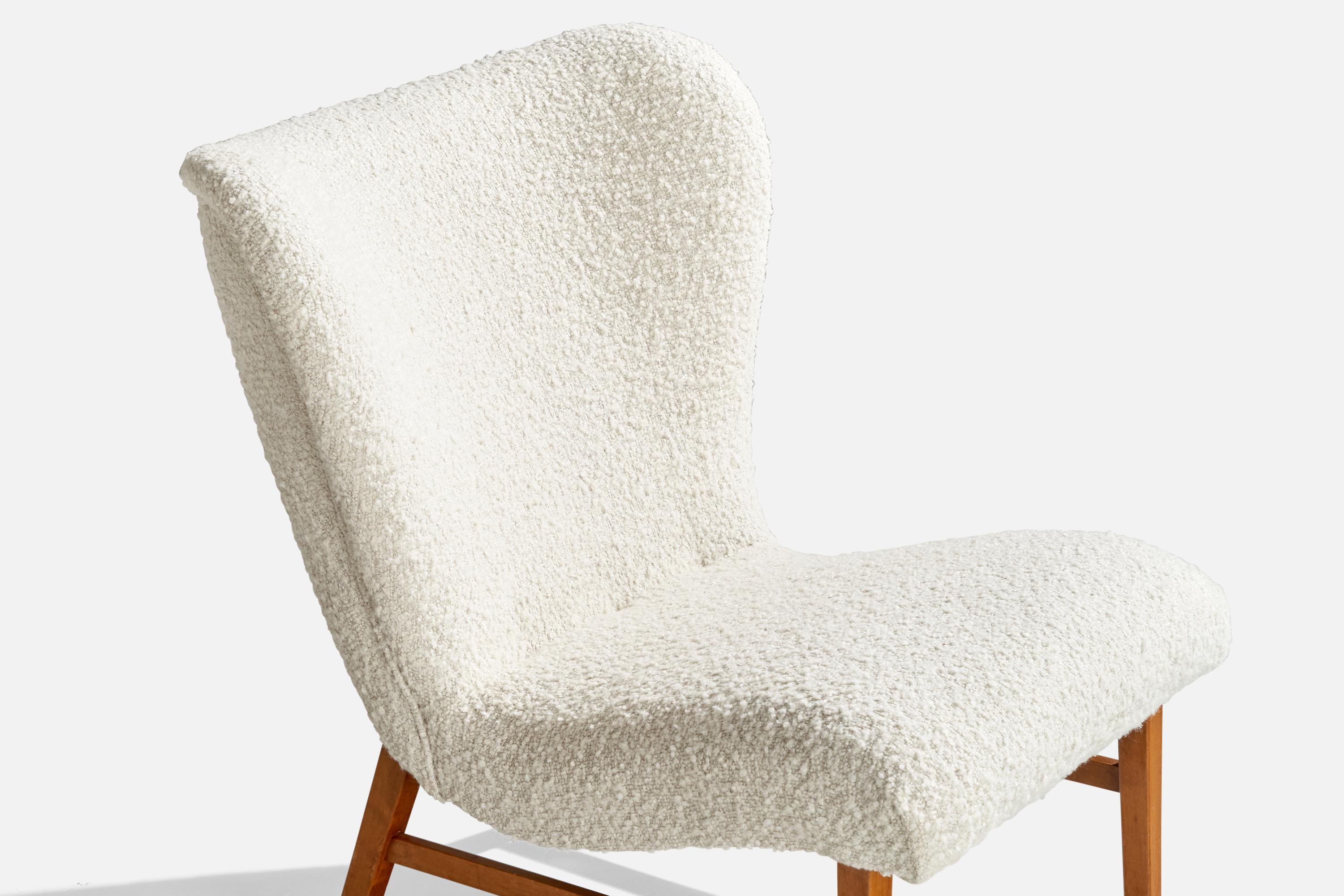 Erik Karlén Attribution, Slipper Chair, Birch, Fabric, Sweden, 1950s 1