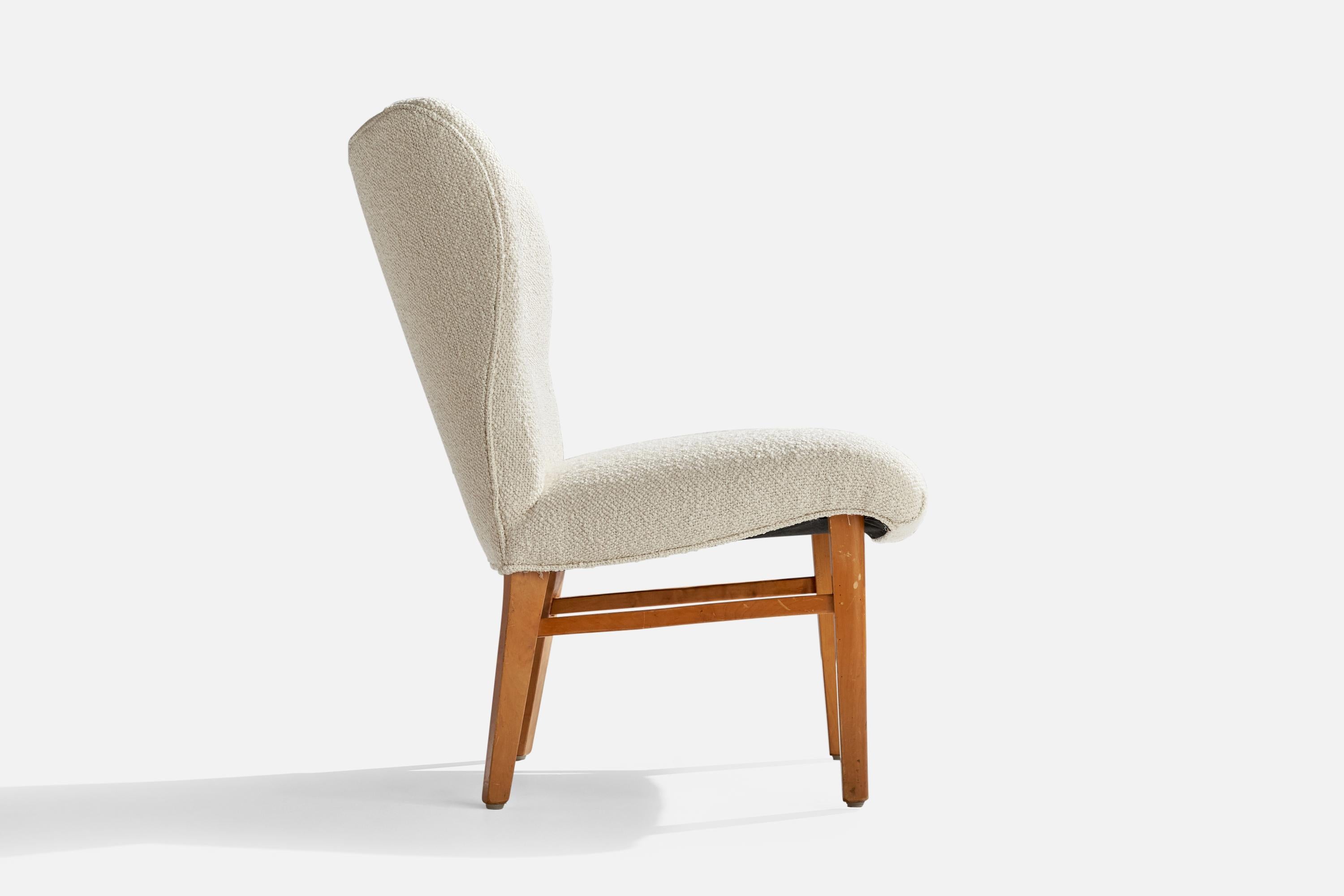 Erik Karlén Attribution, Slipper Chairs, Beech, Fabric, Sweden, 1950s For Sale 1