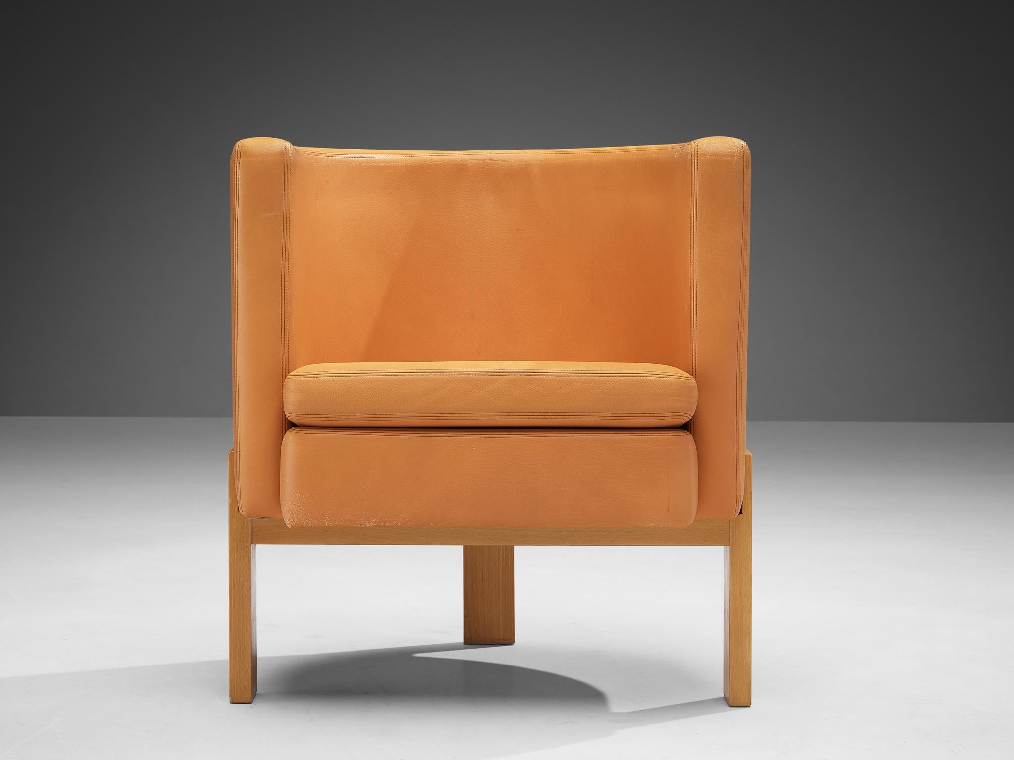 Scandinavian Modern Erik Karlström for Källemo Pair of 'Club' Easy Chairs in Caramel Leather