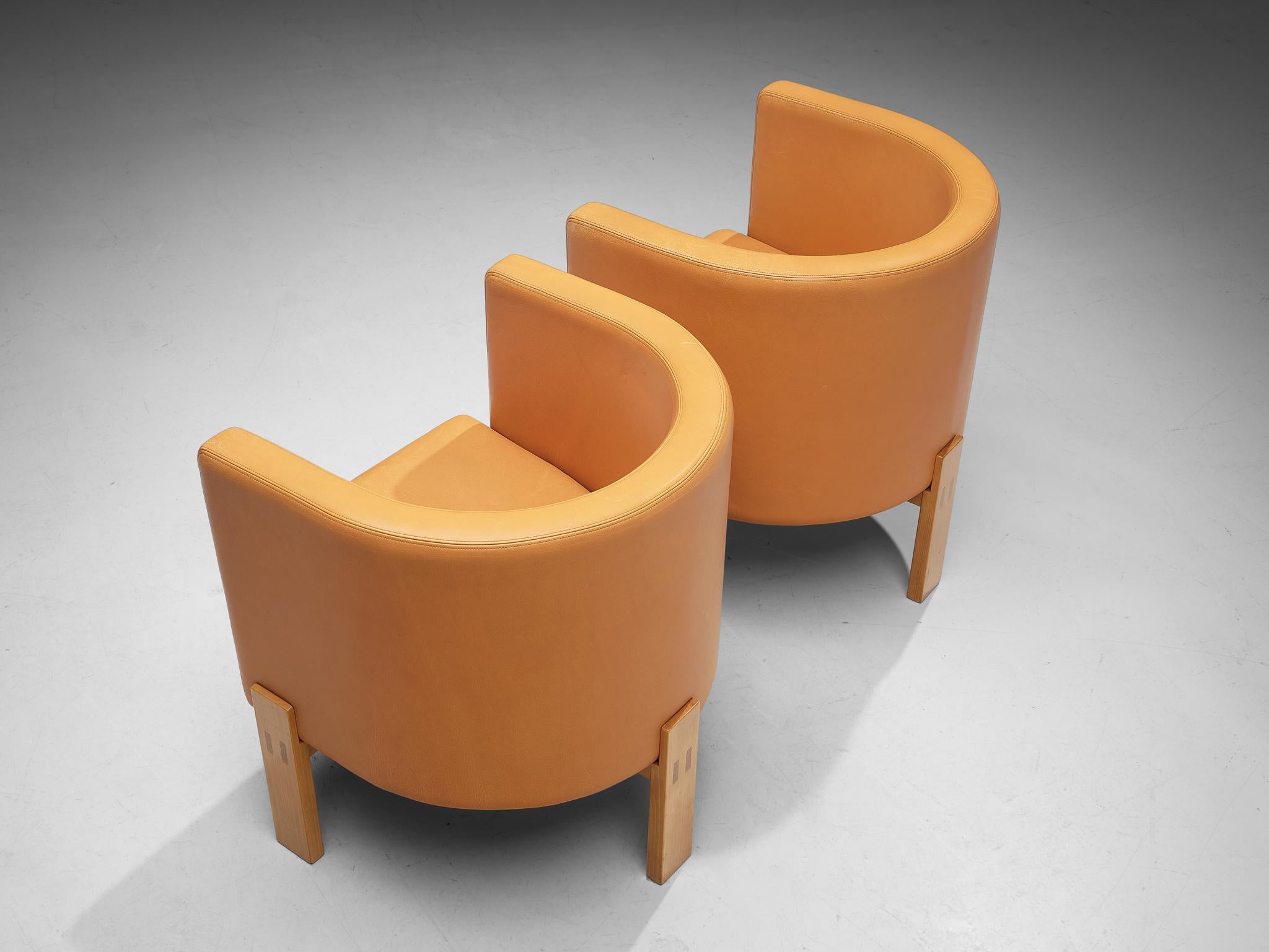 Swedish Erik Karlström for Källemo Pair of 'Club' Easy Chairs in Caramel Leather