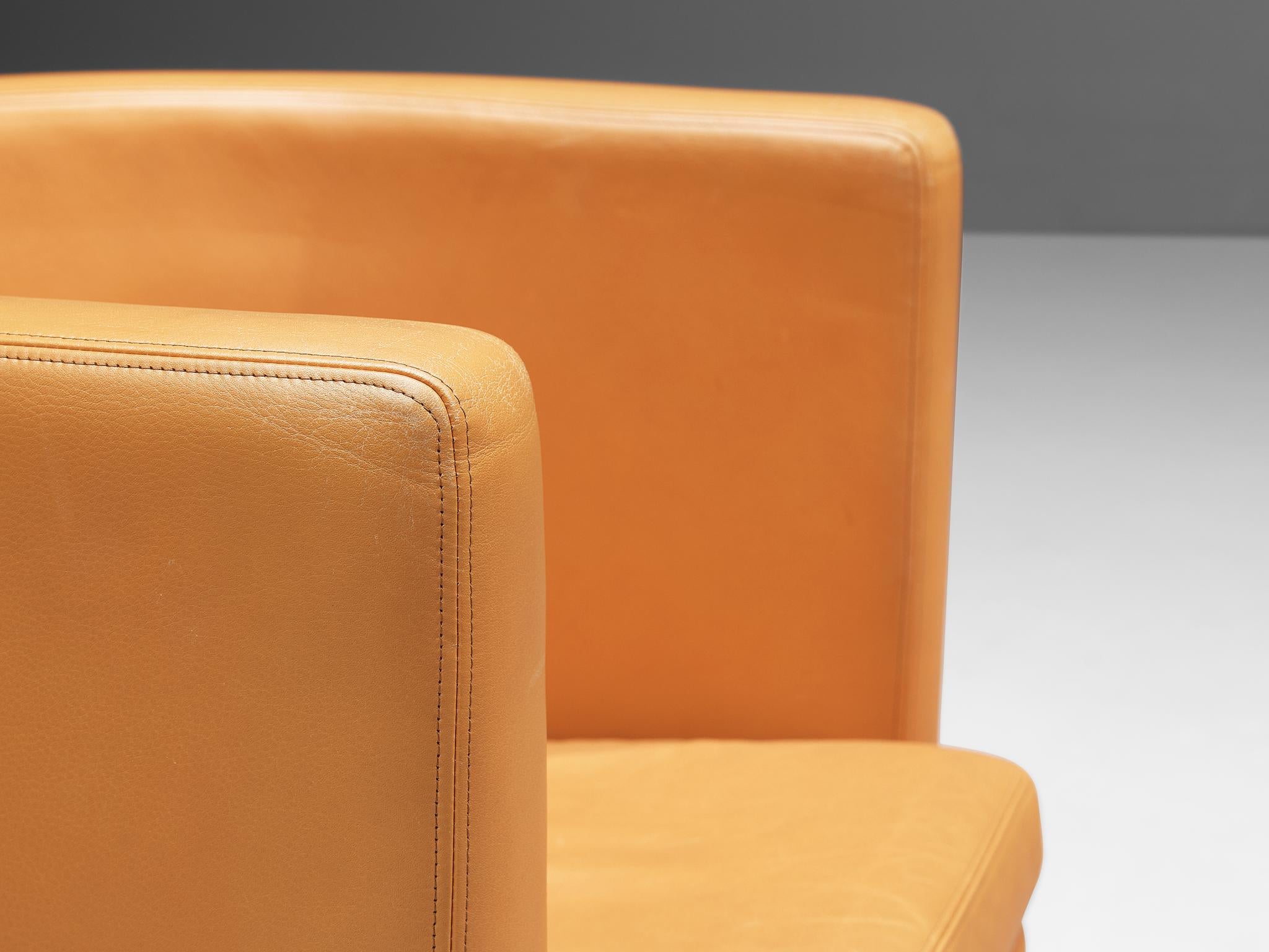 Erik Karlström for Källemo Pair of 'Club' Easy Chairs in Caramel Leather 1