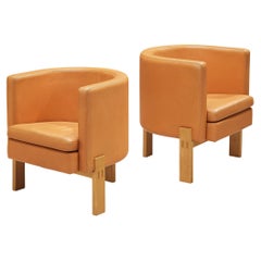 Erik Karlström for Källemo Pair of 'Club' Easy Chairs in Caramel Leather