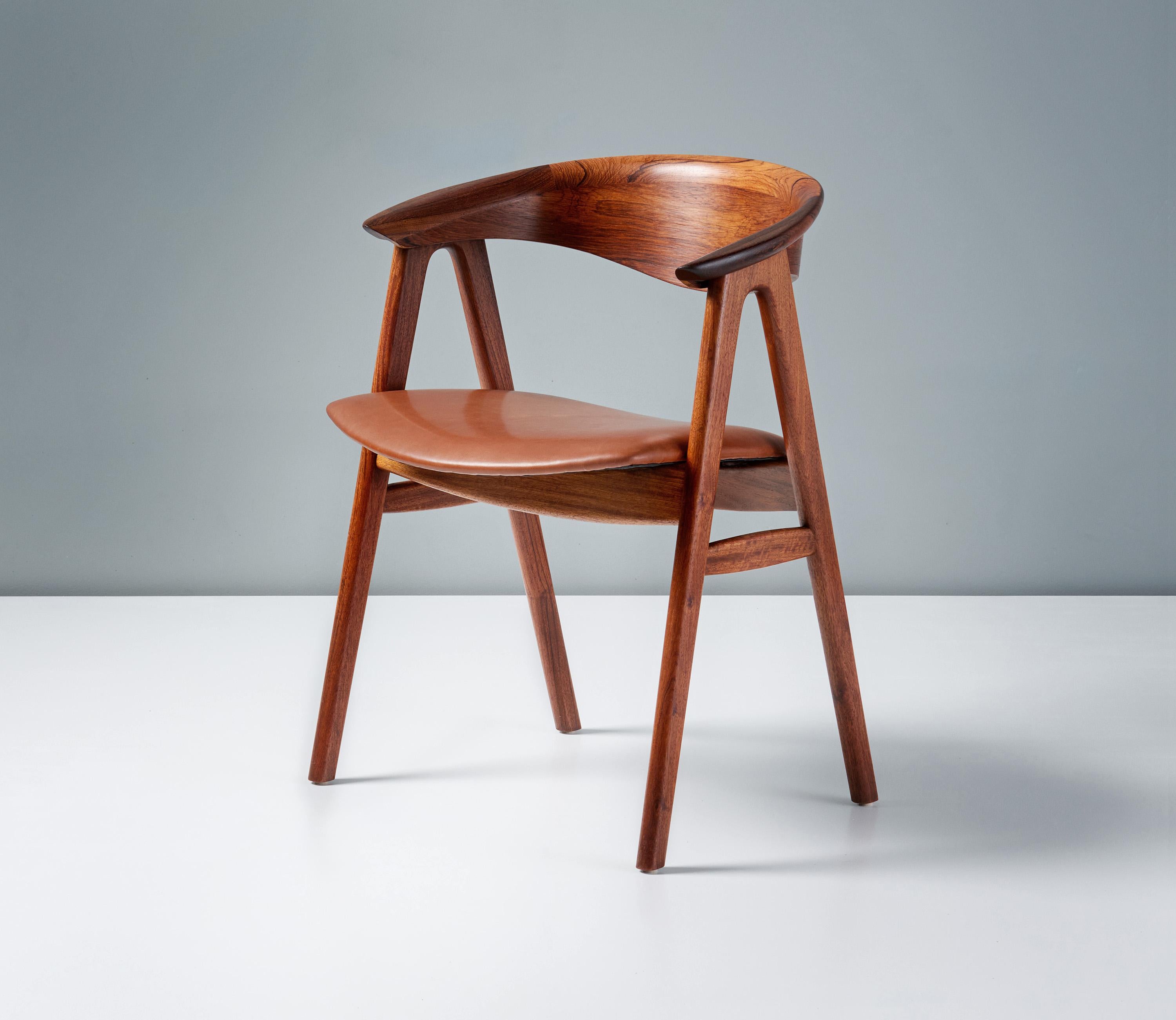Leather Erik Kirkegaard 1960s Danish Rosewood Desk Chair For Sale