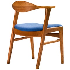 Erik Kirkegaard Armchair in Teak and Blue Upholstery
