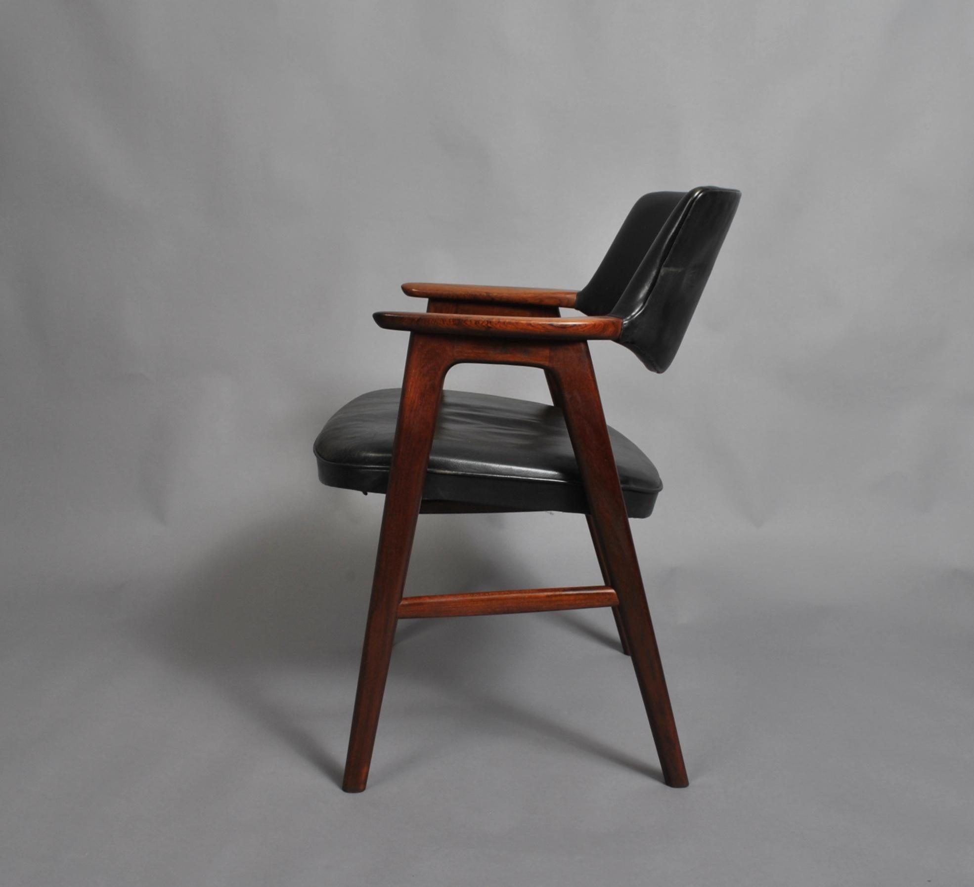 Leather Erik Kirkegaard Chair, Midcentury Danish