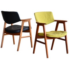 Erik Kirkegaard for Høng Pair of Desk or Side Chairs in Teak and Leather, 1960s