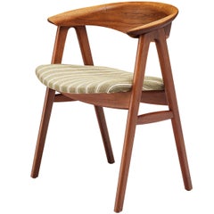 Erik Kirkegaard pour Høng Stolefabrik Fauteuil en teck et tapisserie rayée