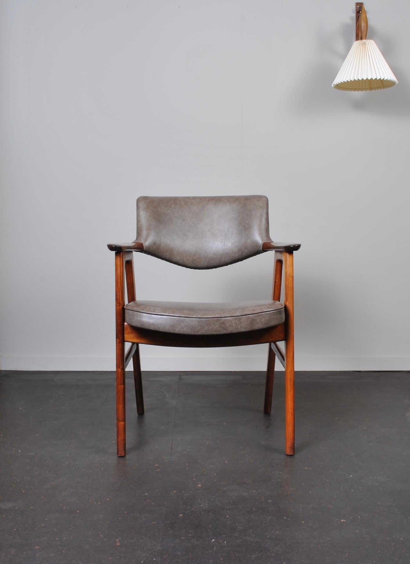Mid-Century Modern Erik Kirkegaard Leather Desk Chair