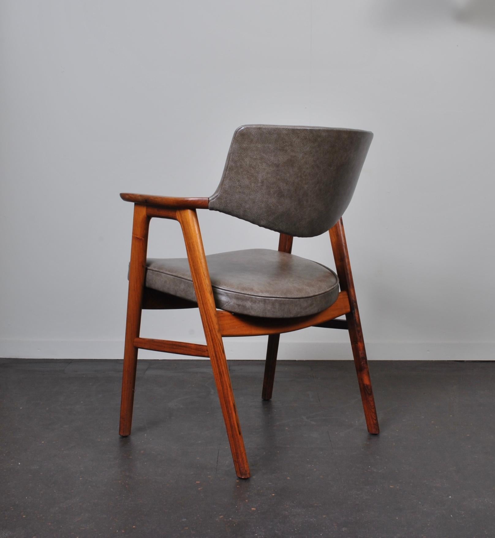 Erik Kirkegaard Leather Desk Chair In Good Condition In London, GB