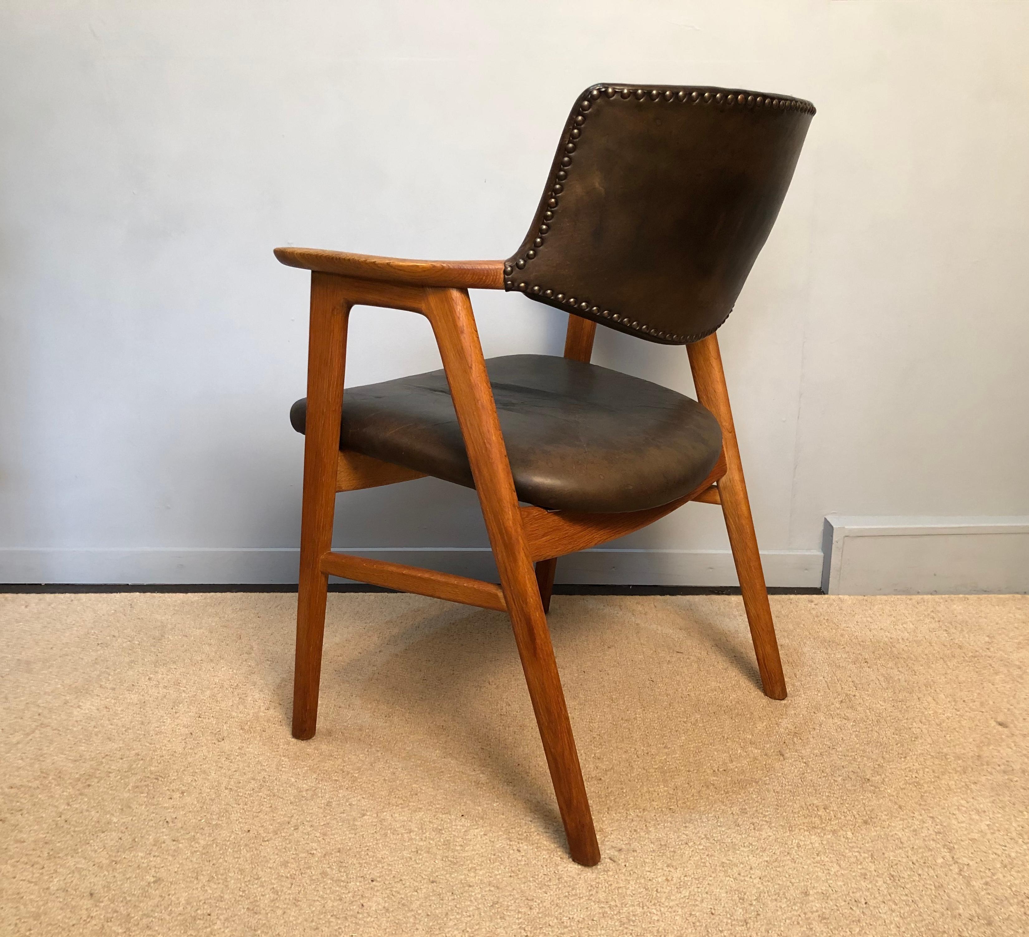Mid-Century Modern Erik Kirkegaard Oak Desk Chairs, 2 Available, Inc Reupholstery