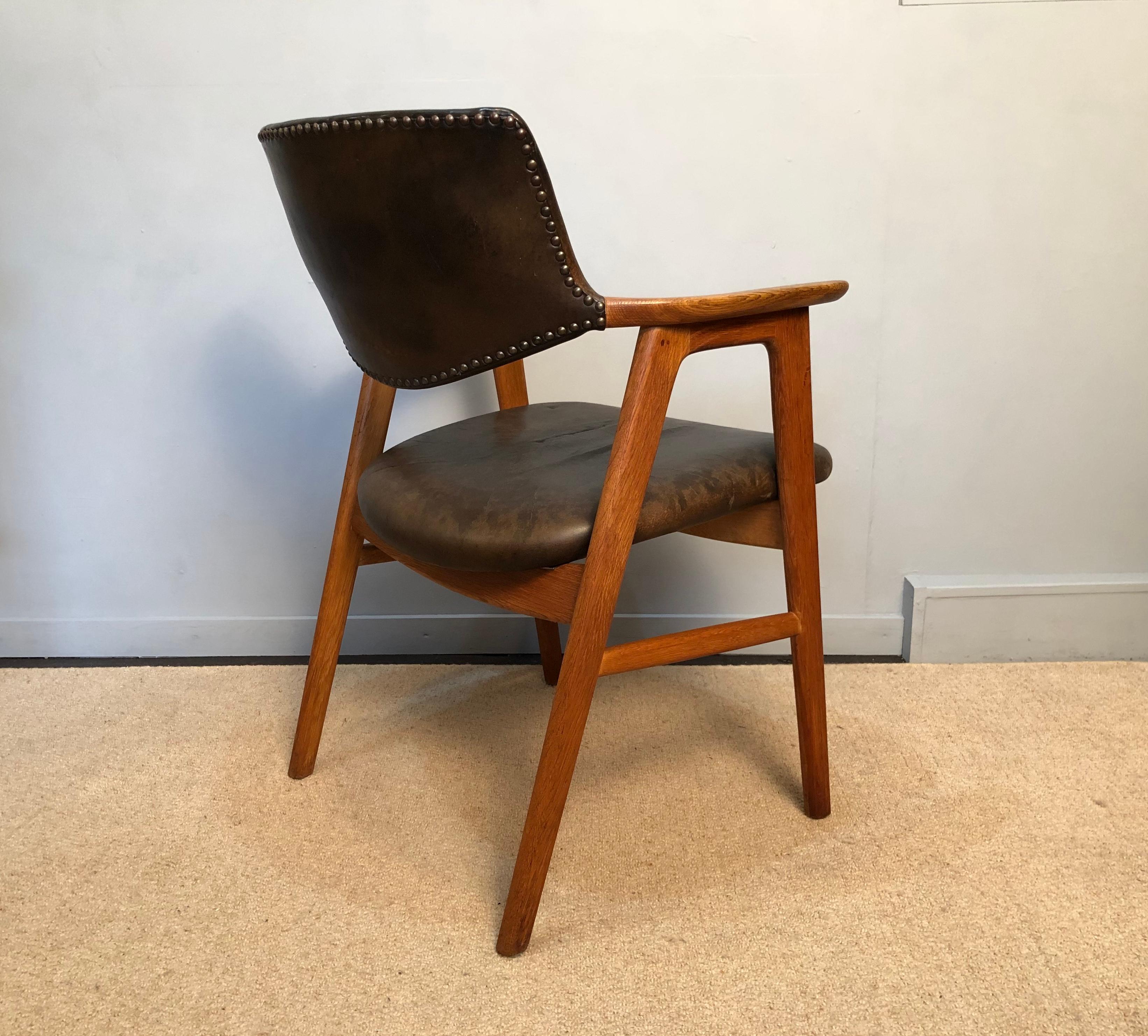 Danish Erik Kirkegaard Oak Desk Chairs, 2 Available, Inc Reupholstery