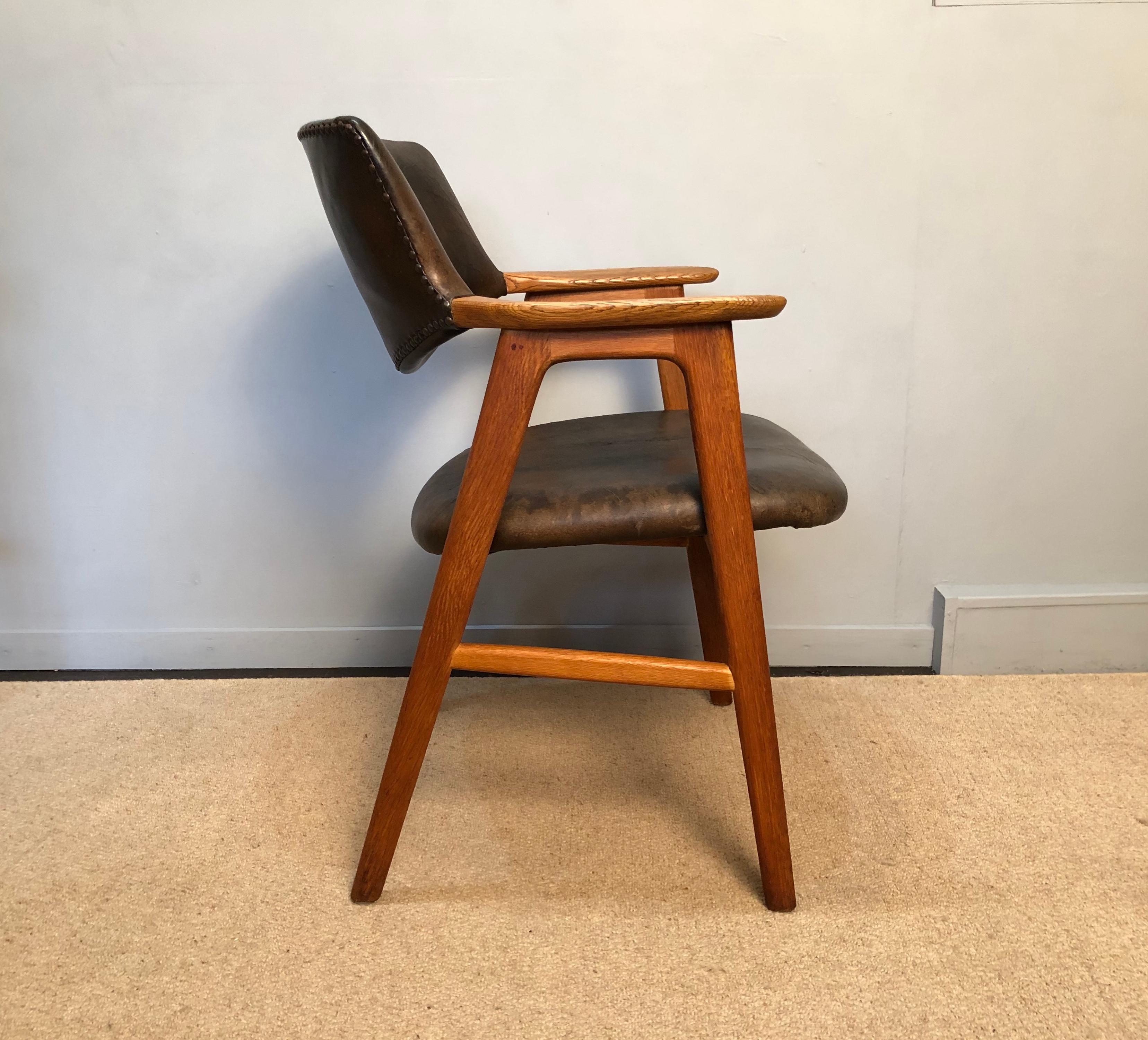 Erik Kirkegaard Oak Desk Chairs, 2 Available, Inc Reupholstery In Good Condition In London, GB