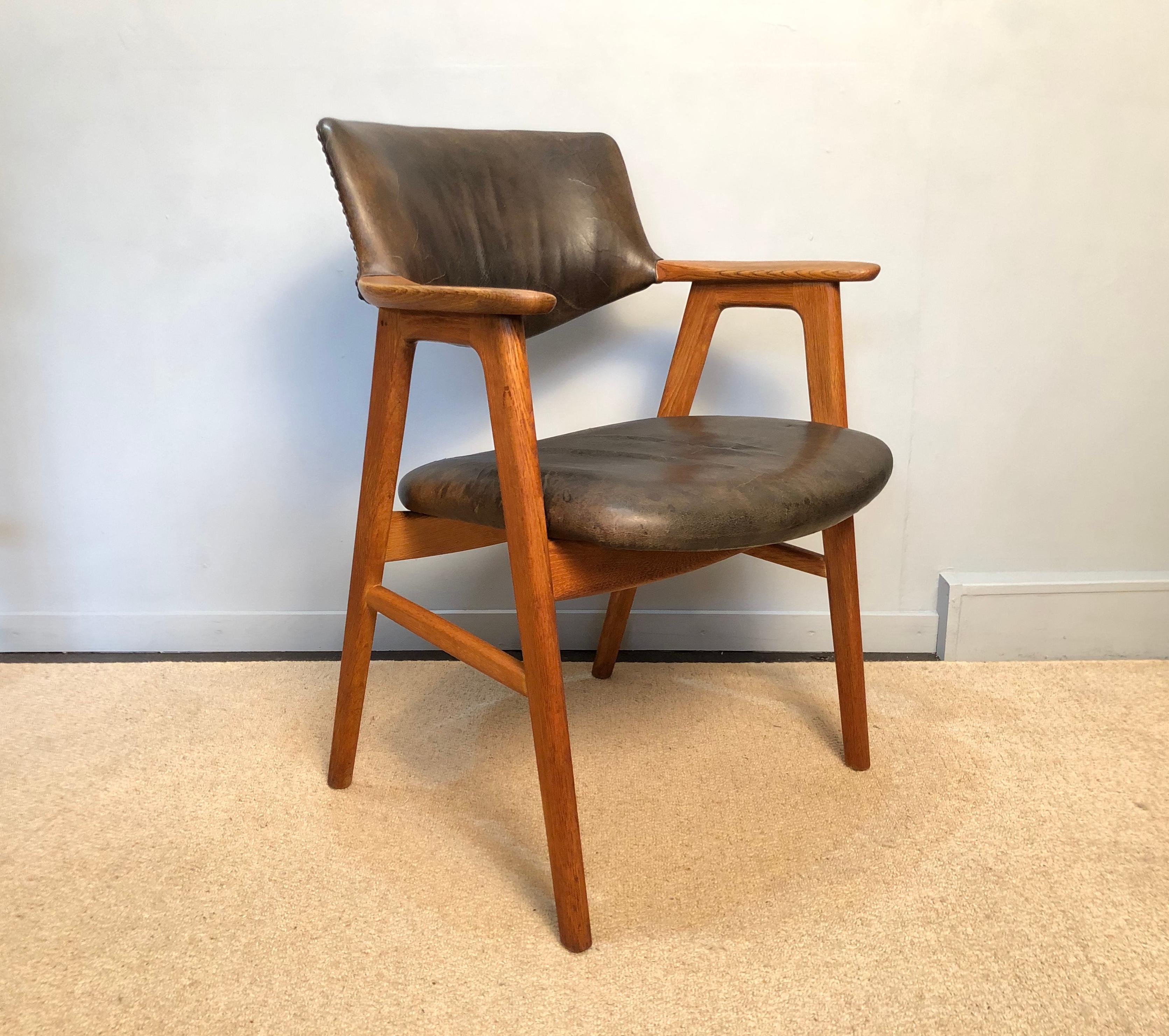 20th Century Erik Kirkegaard Oak Desk Chairs, 2 Available, Inc Reupholstery