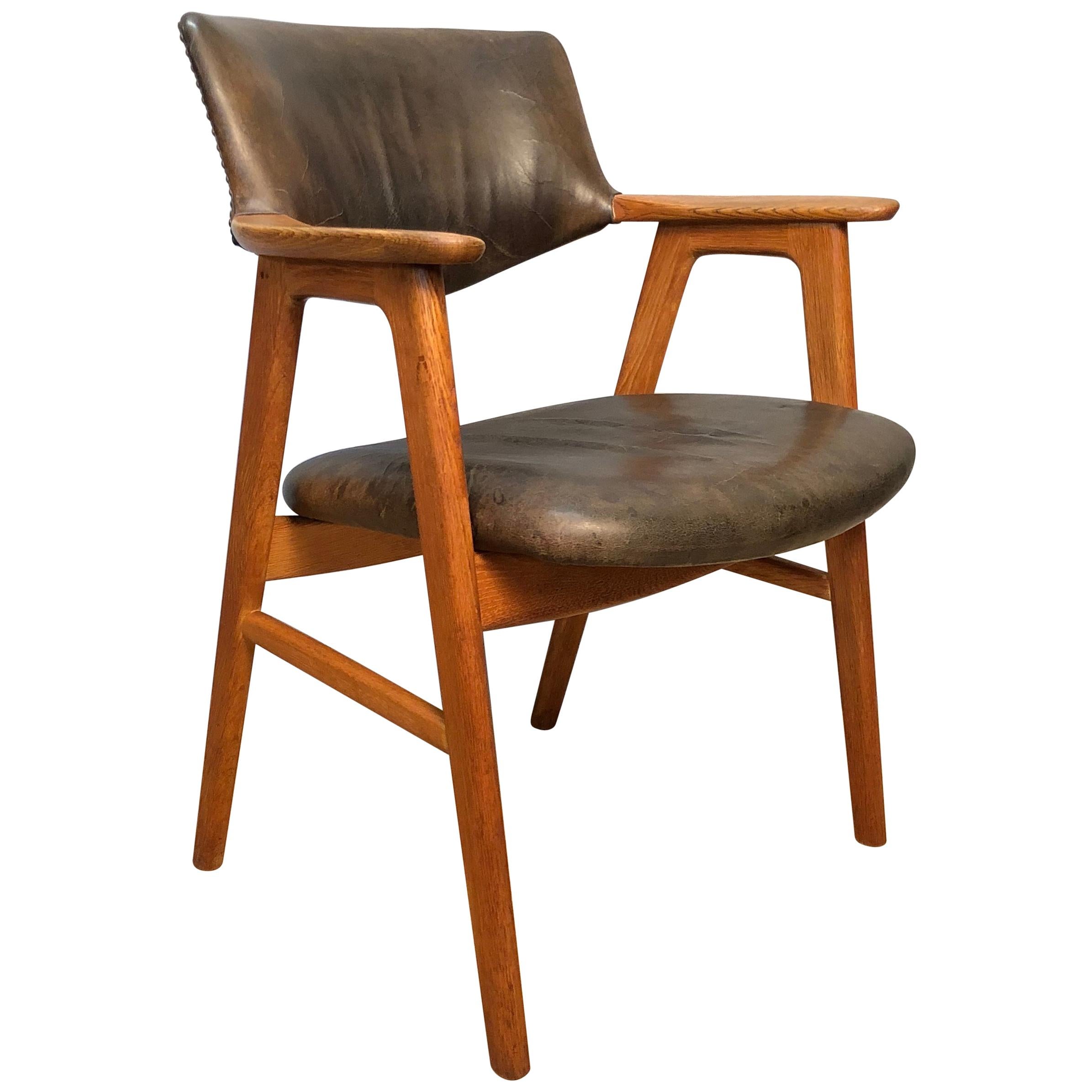 Erik Kirkegaard Oak Desk Chairs, 2 Available, Inc Reupholstery