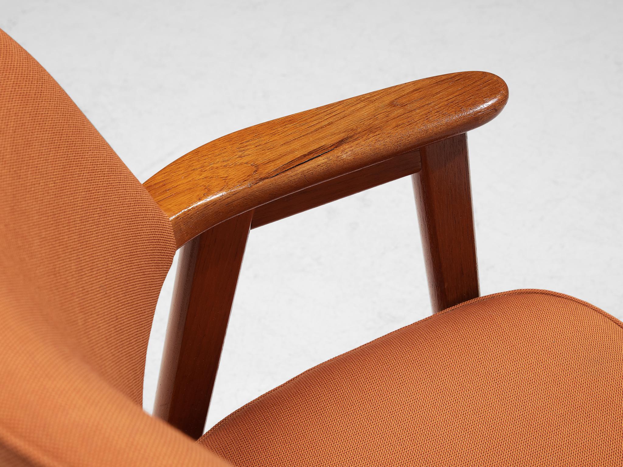 Erik Kirkegaard Set of Eight Armchairs in Teak and Orange Upholstery For Sale 2