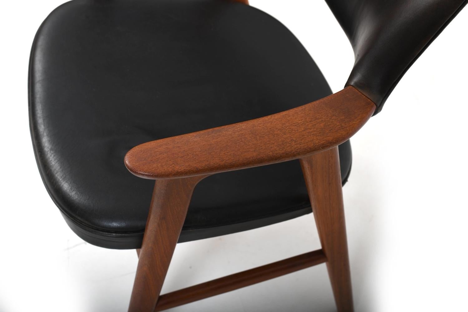 Sillón Erik Kirkegaard de teca y cuero Model 43 Escandinavo moderno en venta