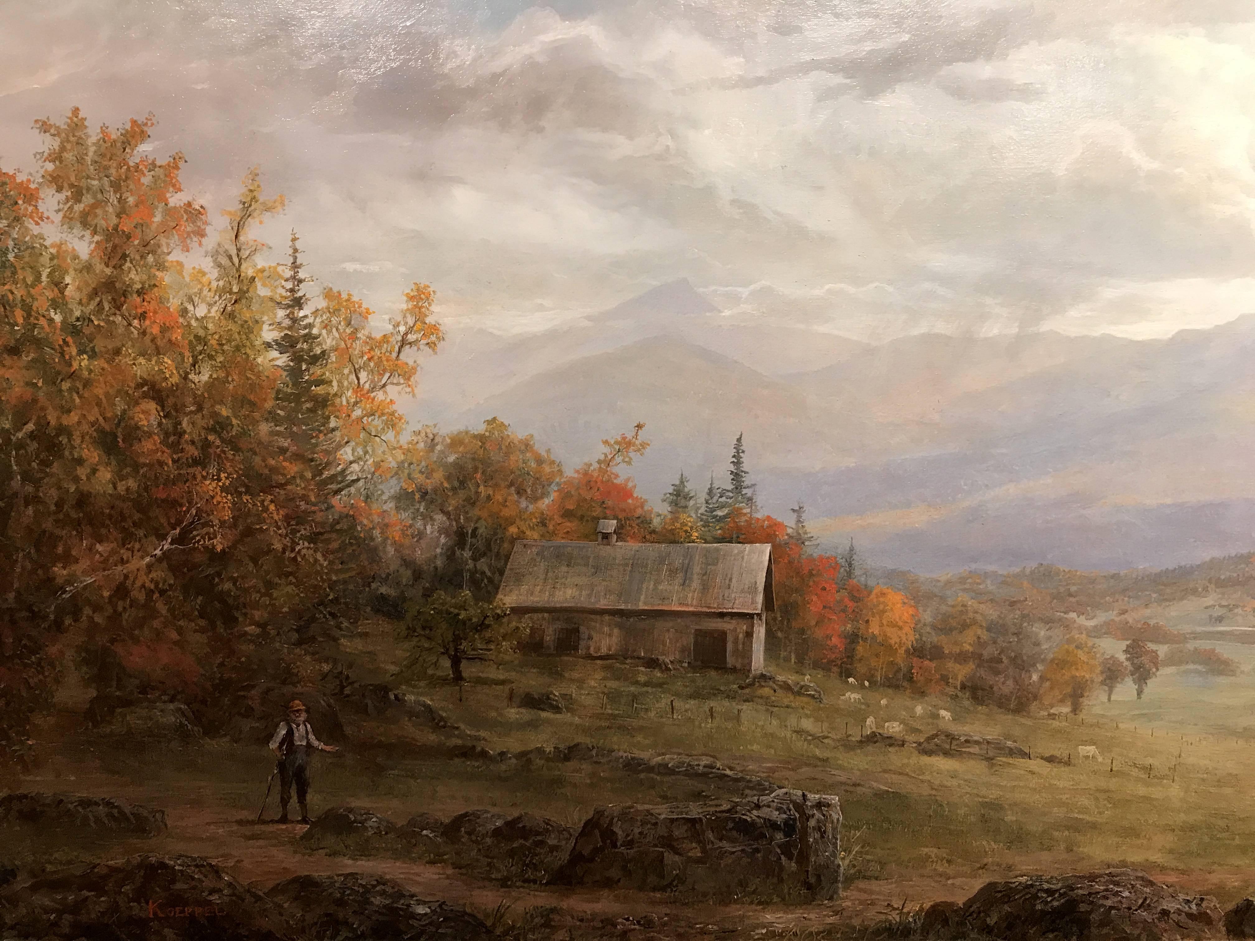 Mt. Lafayette aus Sugar Hill, NH (Braun), Landscape Painting, von Erik Koeppel