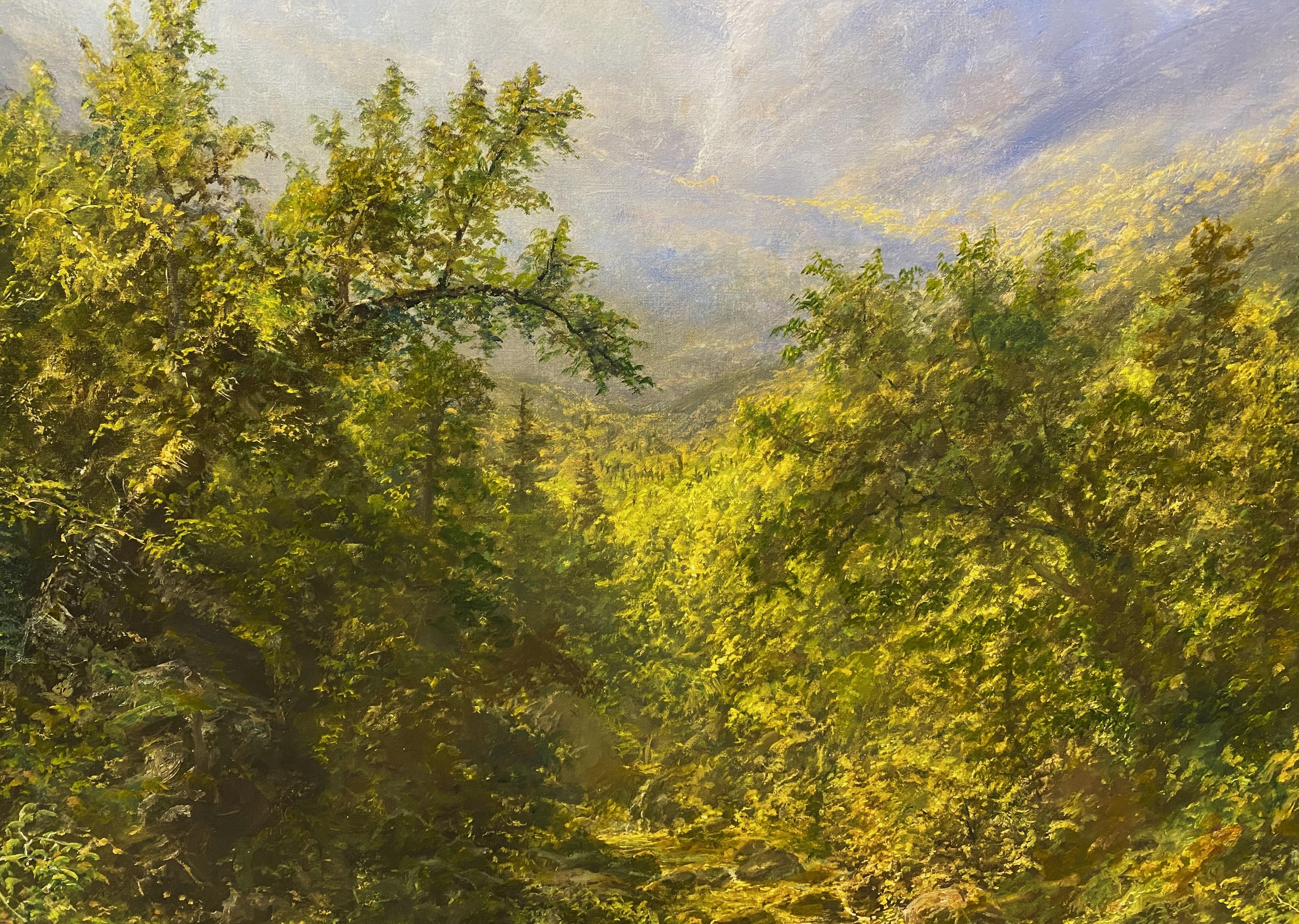 Un espectacular paisaje de las Montañas Blancas con el monte Washington emergiendo de entre las nubes, obra del artista estadounidense contemporáneo Erik Koeppel (nacido en 1980). Koeppel nació en Oregón y más tarde se trasladó a las Montañas