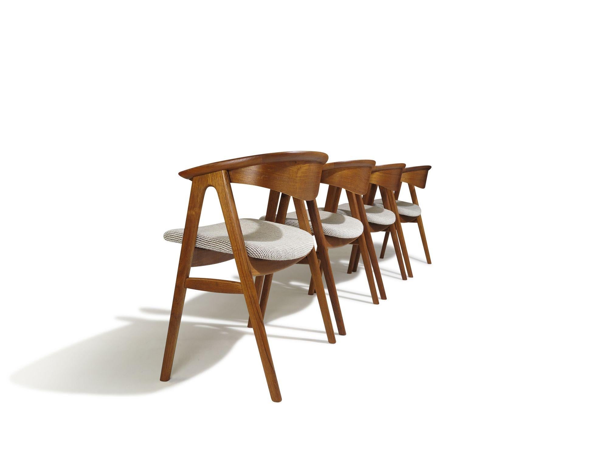 Erik Krikegaard Danish Teak Dining Chairs , 4 Available For Sale 6