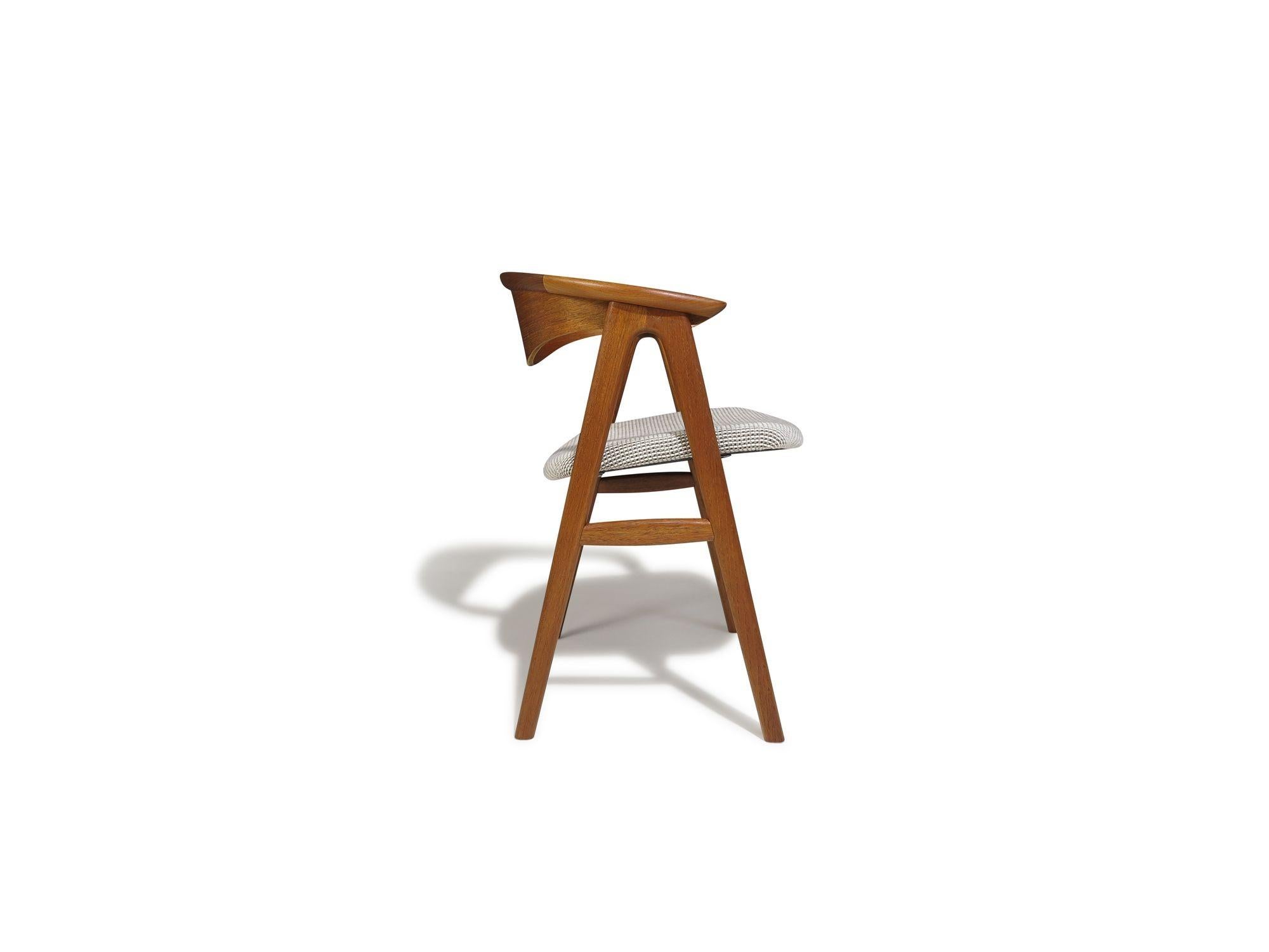 Scandinavian Modern Erik Krikegaard Danish Teak Dining Chairs , 4 Available For Sale