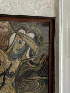 Erik Larsen (1902-1975): Composición con mujeres, Gouache sobre papel, Dinamarca.