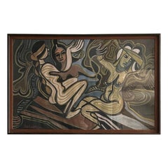 Erik Larsen (1902-1975): Komposition mit Frauen, Gouache auf Papier, Dänemark.
