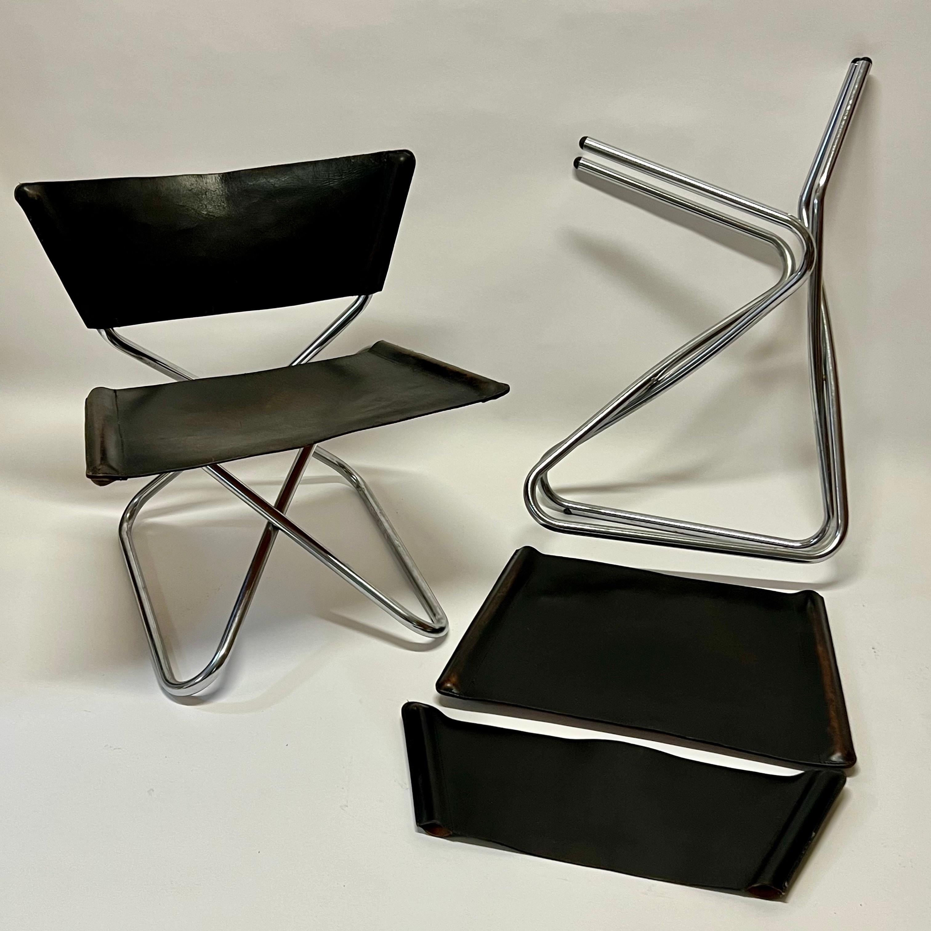 Erik Magnussen Leather Z Easy Lounge Chairs c1960s Denmark 4