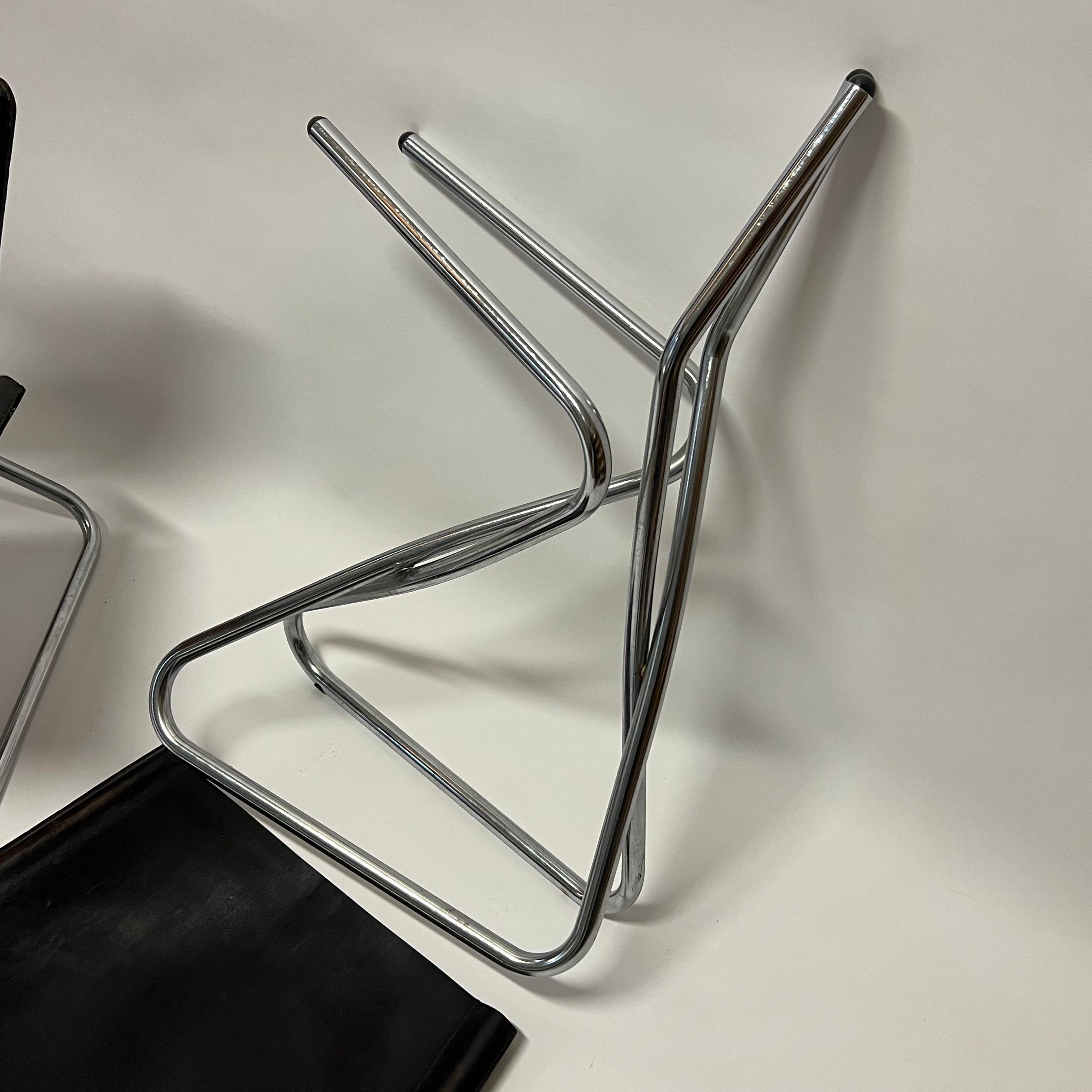 Erik Magnussen Leather Z Easy Lounge Chairs c1960s Denmark 5
