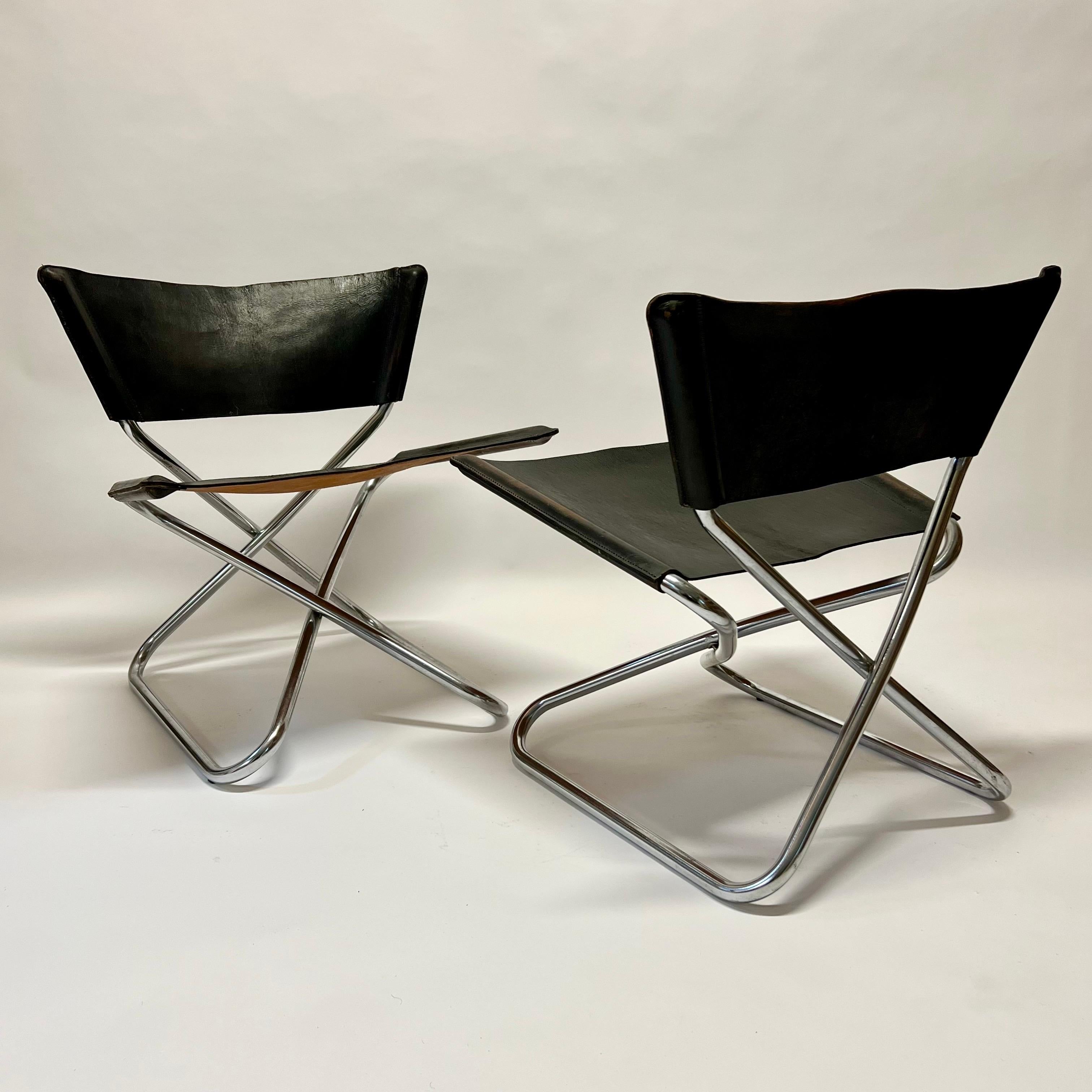 Erik Magnussen Leather Z Easy Lounge Chairs c1960s Denmark 8
