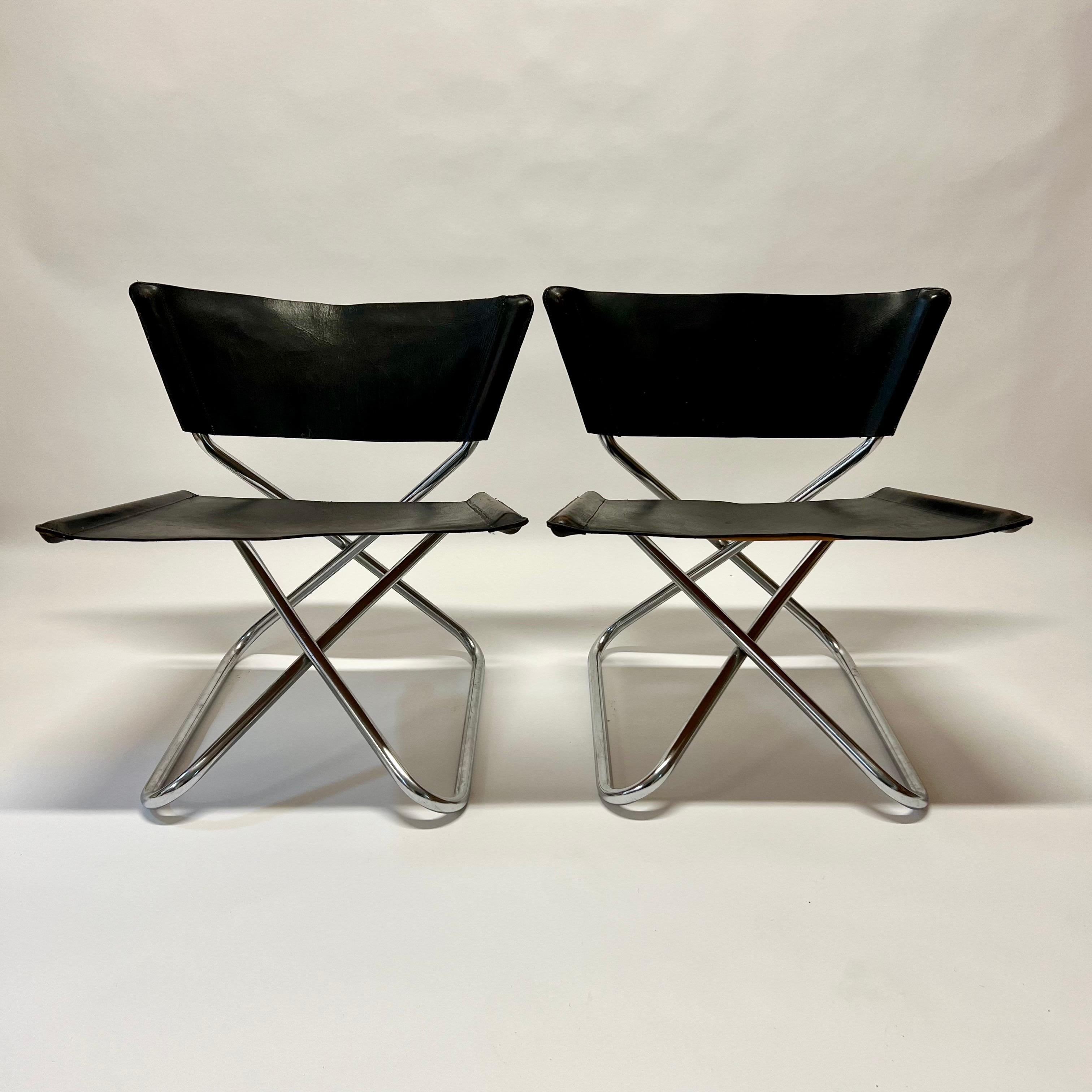 Mid-20th Century Erik Magnussen Leather Z Easy Lounge Chairs c1960s Denmark
