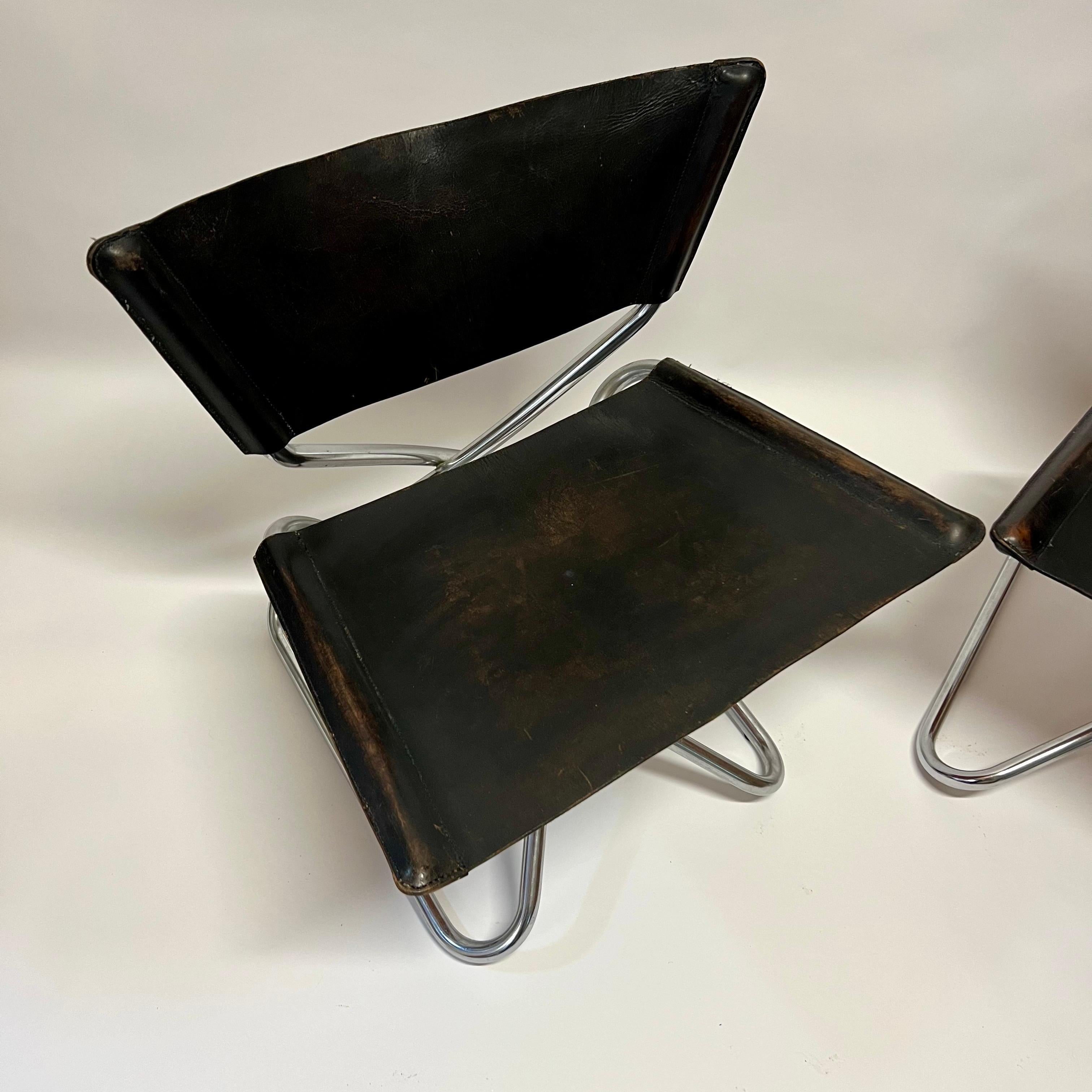 Erik Magnussen Leather Z Easy Lounge Chairs c1960s Denmark 1