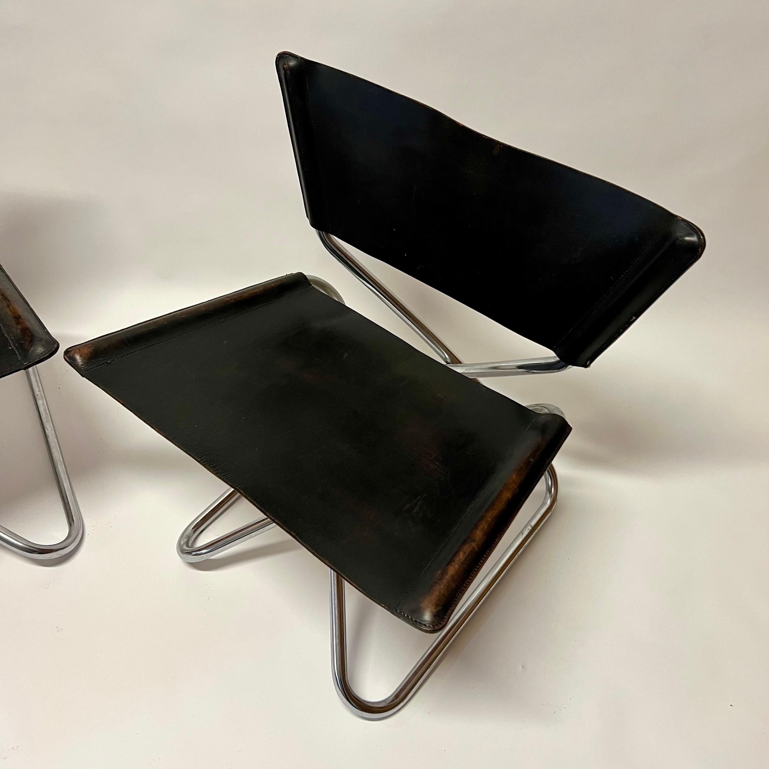 Erik Magnussen Leather Z Easy Lounge Chairs c1960s Denmark 2