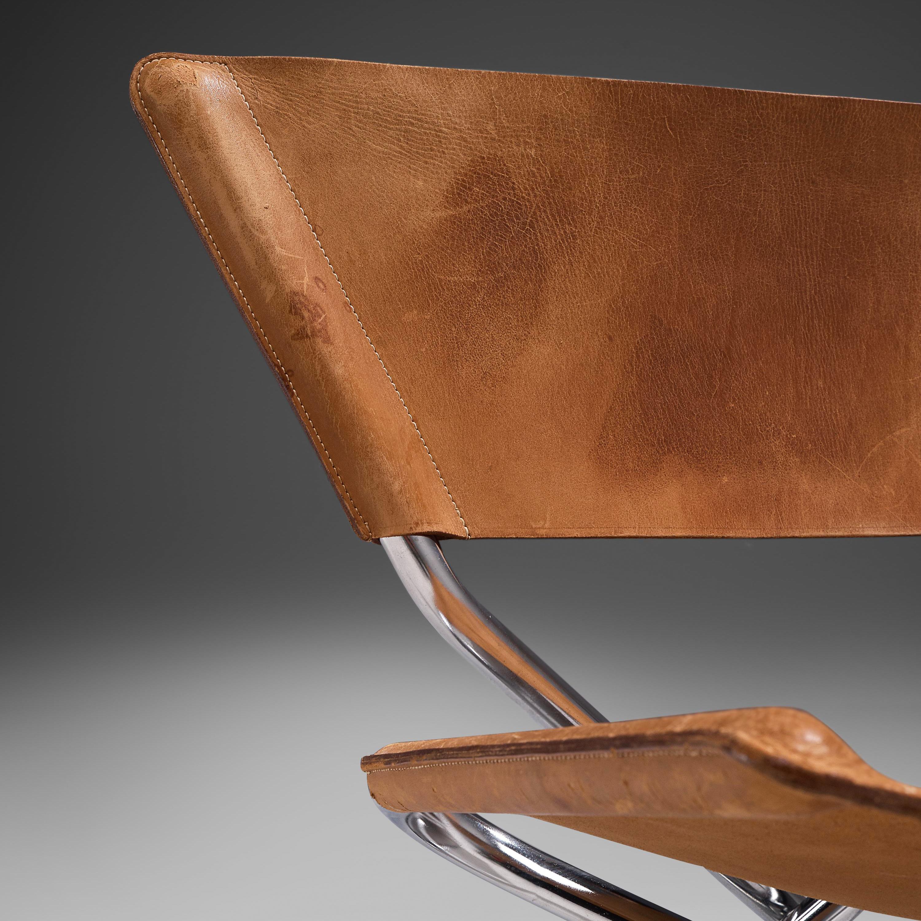 Erik Magnussen Pair of 'Z' Folding Lounge Chairs in Cognac Leather 1