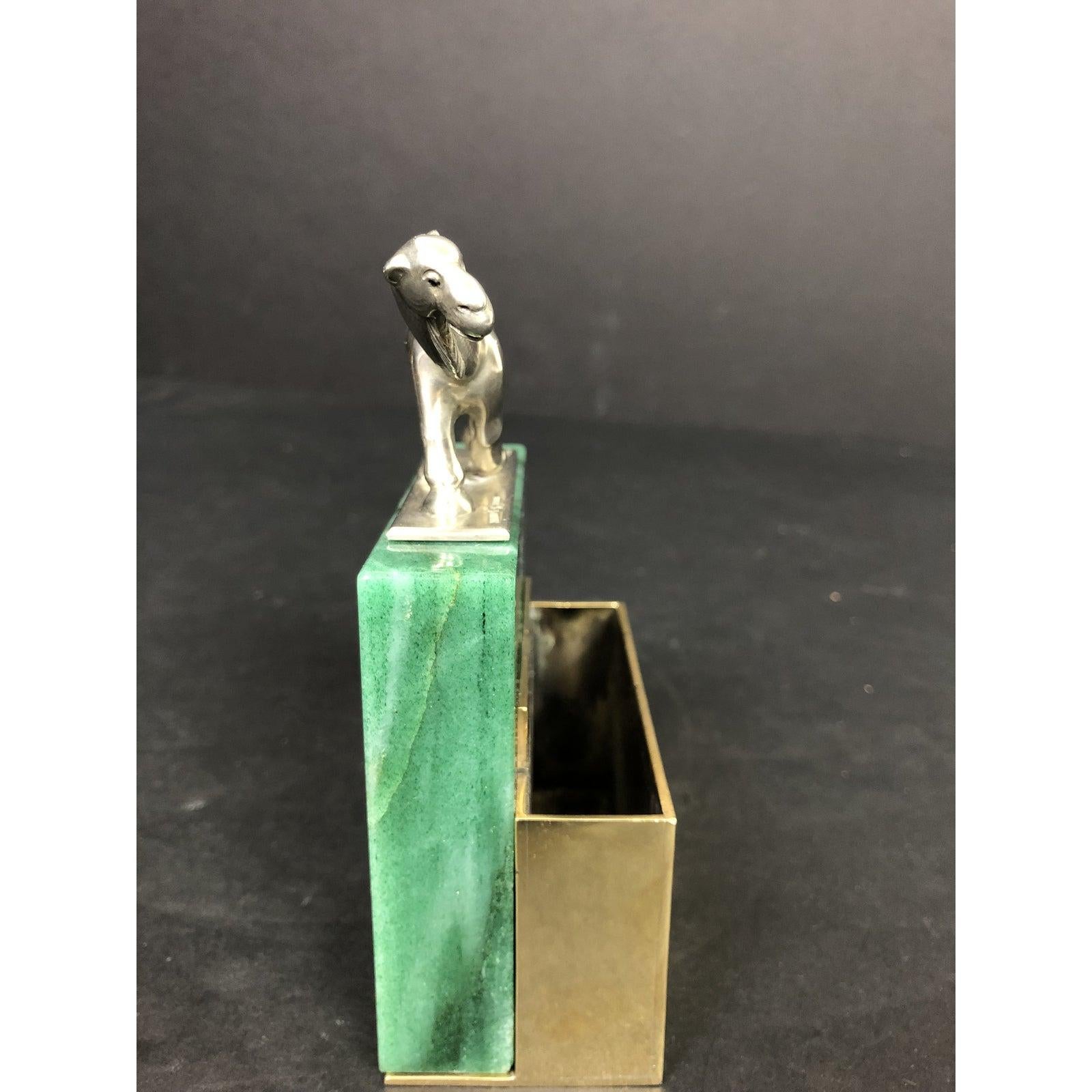 Mid-20th Century Erik Magnussen Sterling Silver And Green Hardstone Desk Accessory For Sale