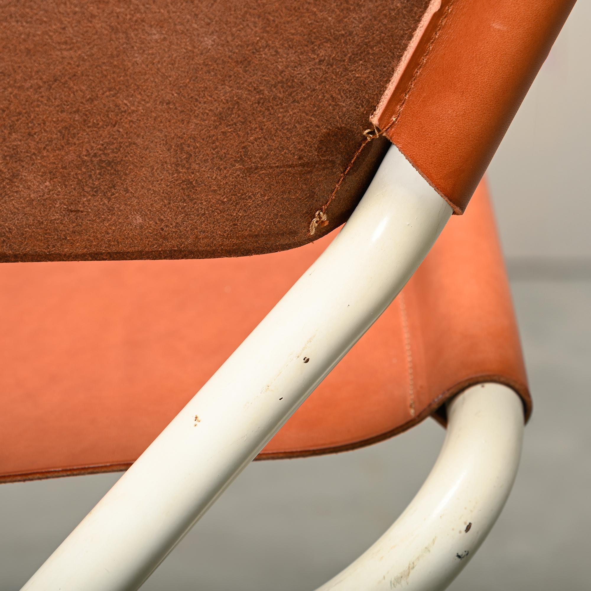 Erik Magnussen Z Down Folding Chair in Cognac Leather for Torben Ørskov Denmark For Sale 11