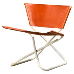 Erik Magnussen Z Down Folding Chair in Cognac Leather for Torben Ørskov Denmark