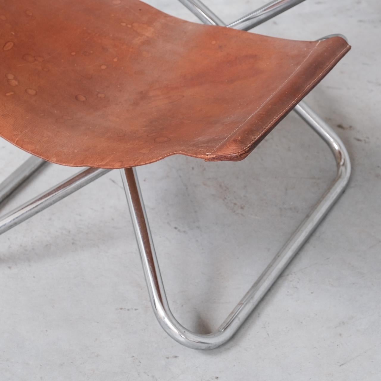 Erik Magnussen fauteuil de salon mi-sicle en cuir et acier avec structure en z en vente 4