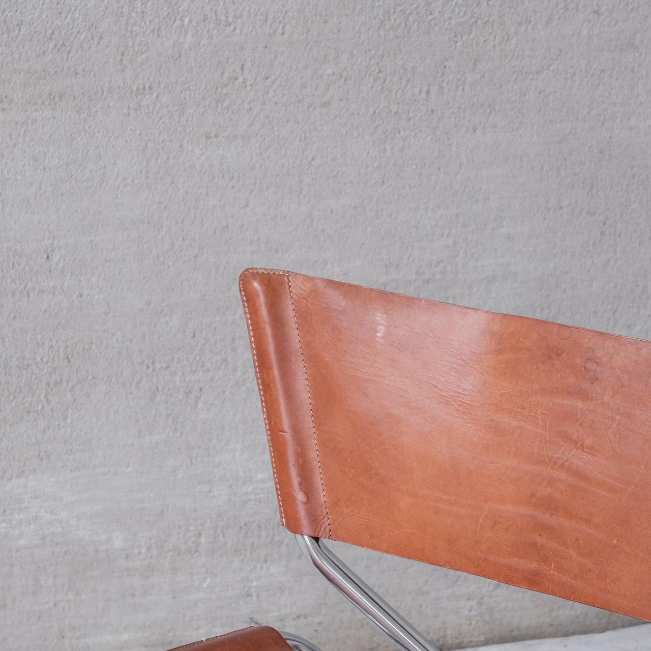 Erik Magnussen fauteuil de salon mi-sicle en cuir et acier avec structure en z en vente 1