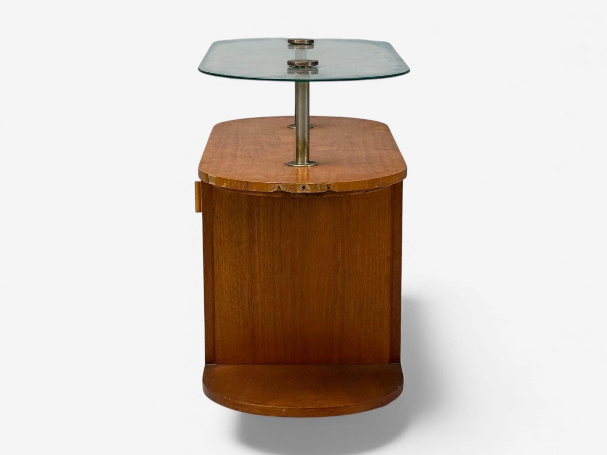 Erik Mattsson, Art Deco, Marquetry, Glass, Rare Bar Cart, Sweden c. 1939 For Sale 6