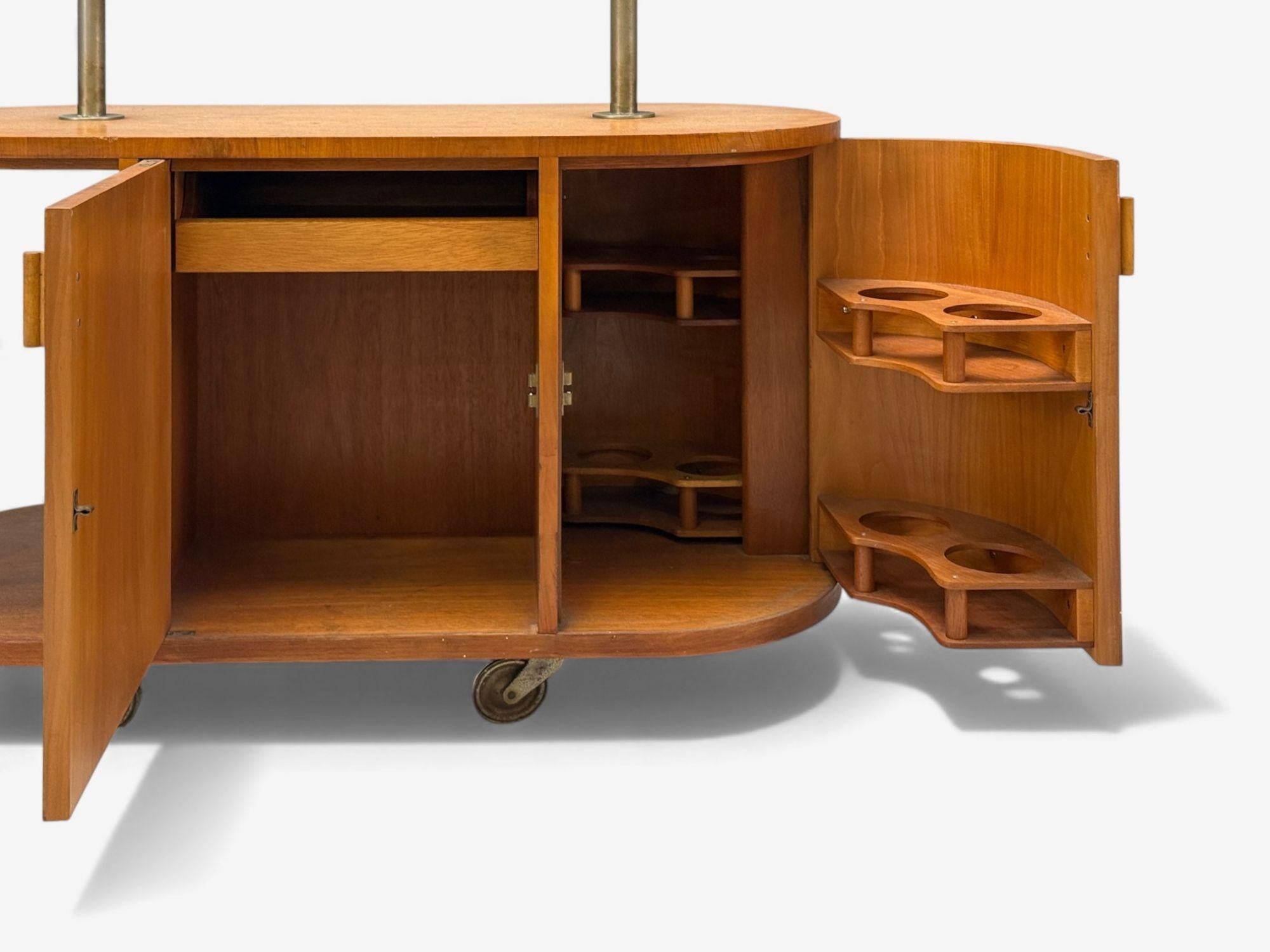 Mid-20th Century Erik Mattsson, Art Deco, Marquetry, Glass, Rare Bar Cart, Sweden c. 1939 For Sale