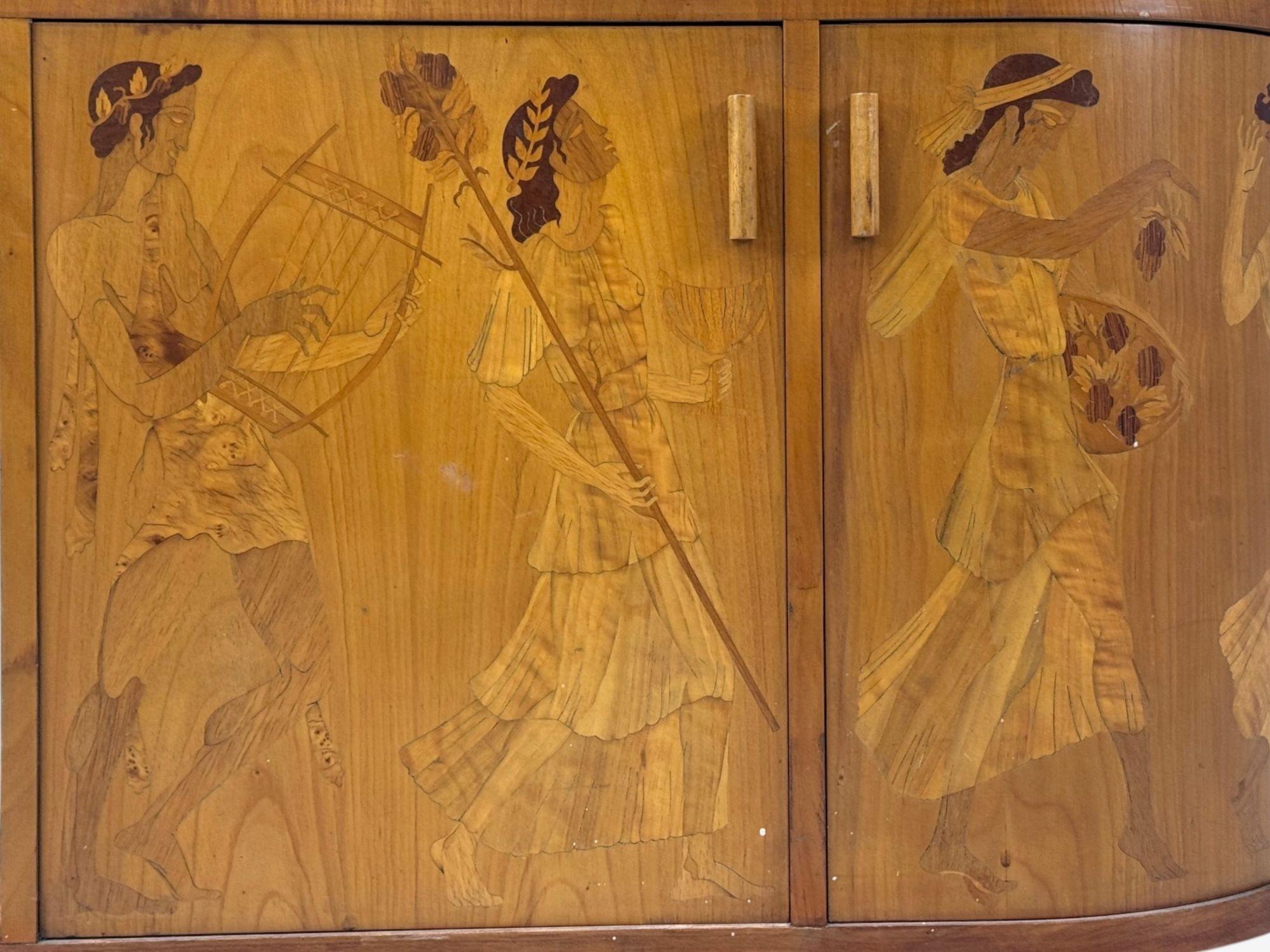 Steel Erik Mattsson, Art Deco, Marquetry, Glass, Rare Bar Cart, Sweden c. 1939 For Sale